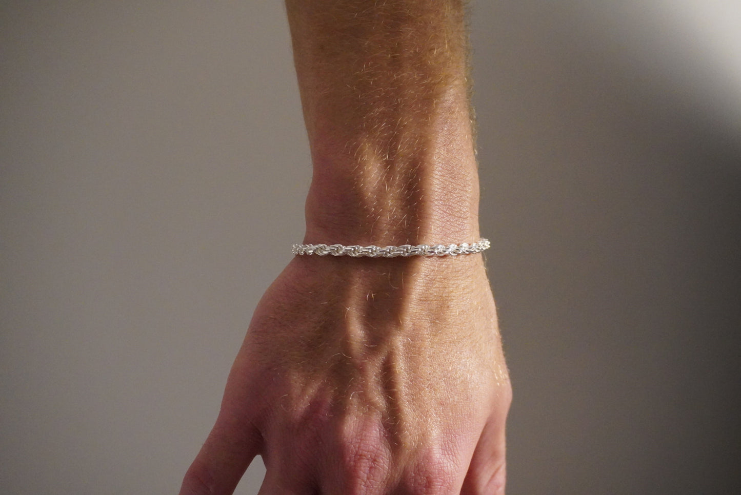Solid .925 Sterling Silver Diamond Cut Rope Bracelet 4mm