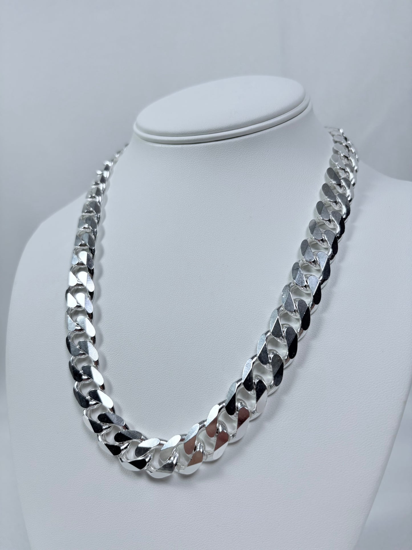 Solid .925 Sterling Silver Cuban Link In 13.5mm
