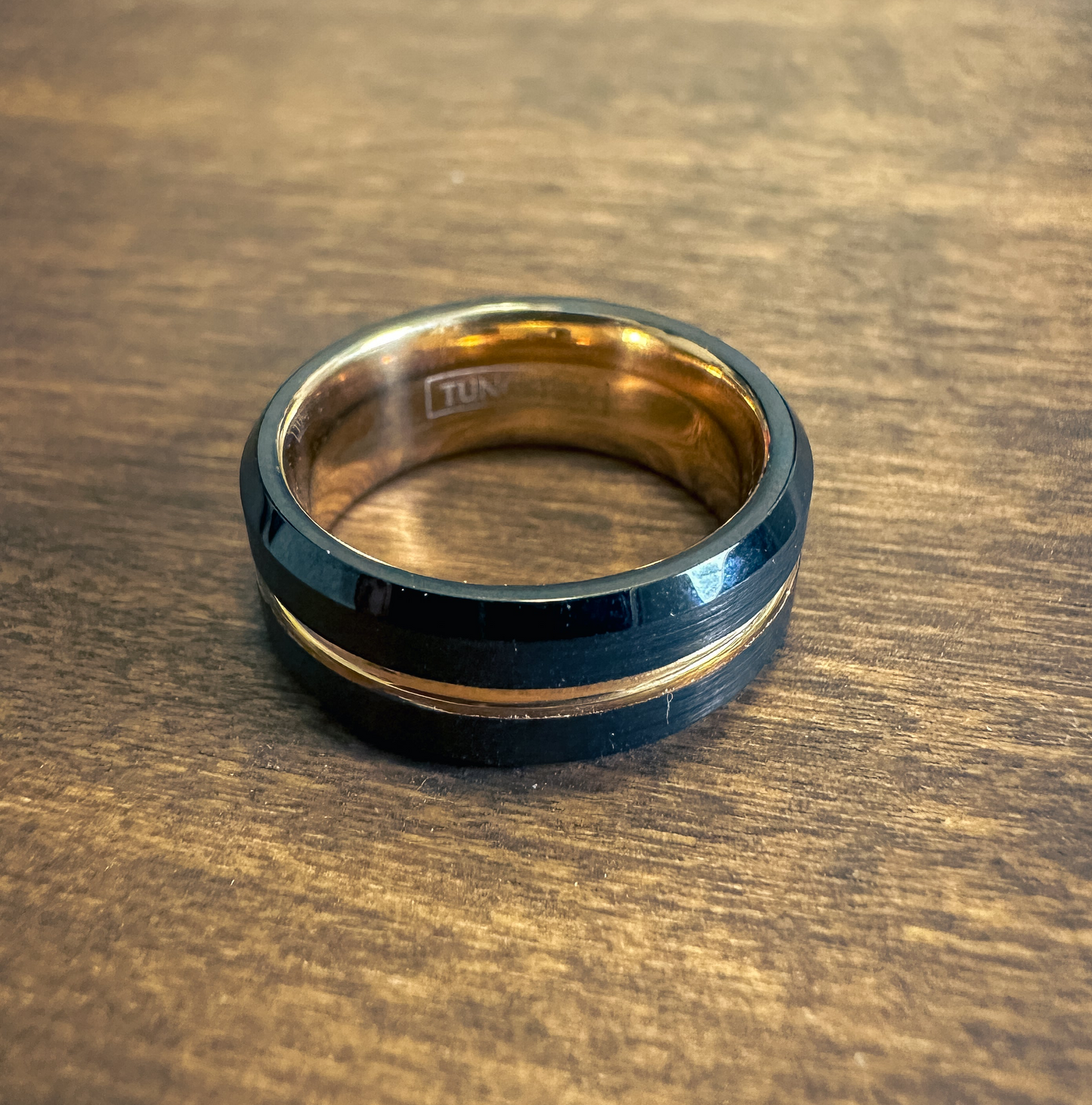 Two Tone Black and Rose Gold Ring