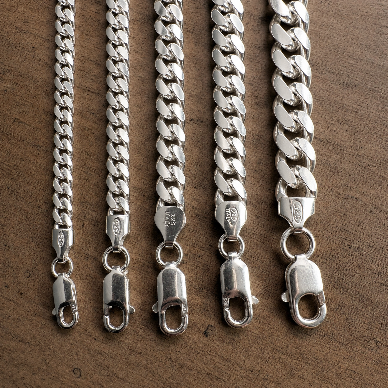 Italian Solid .925 Sterling Silver Heavy Miami Cuban Link Chain With High Polish Finish, Anti Tarnish Waterproof Silver Jewelry