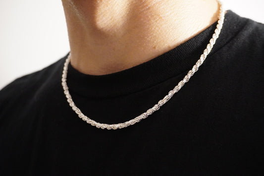 Solid .925 Sterling Silver Diamond Cut Rope Chain 4mm