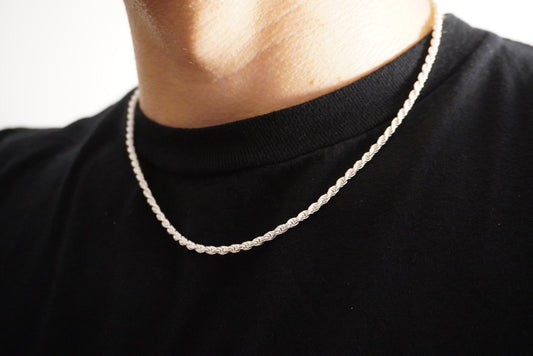 Solid .925 Sterling Silver Diamond Cut Rope Chain 3mm