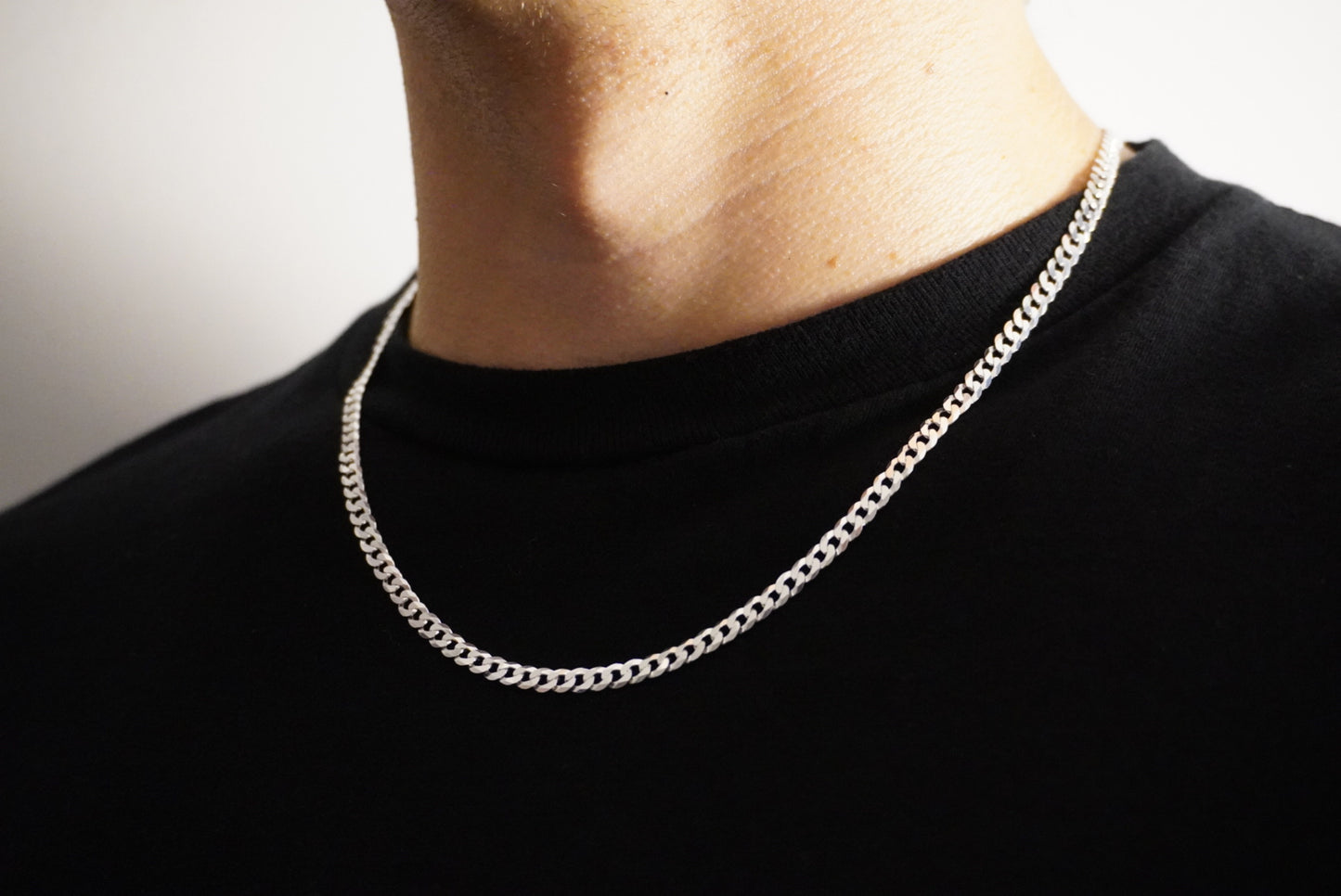 Solid .925 Sterling Silver Flat Cuban Link Chain 4mm