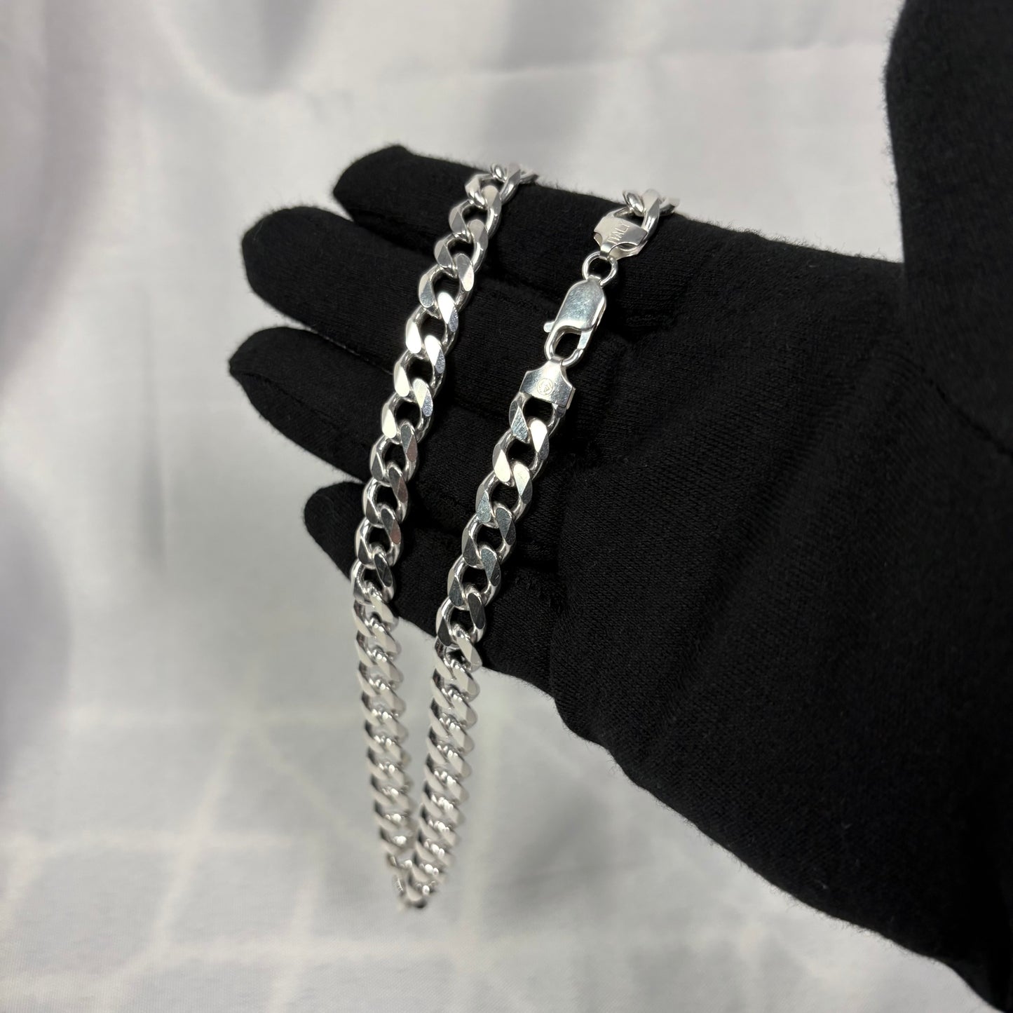 Solid .925 Sterling Silver Cuban Link Necklace In 9mm