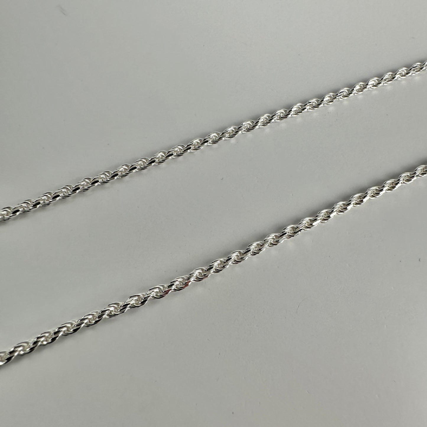 Solid .925 Sterling Silver Diamond Cut Rope Chain 1.5mm