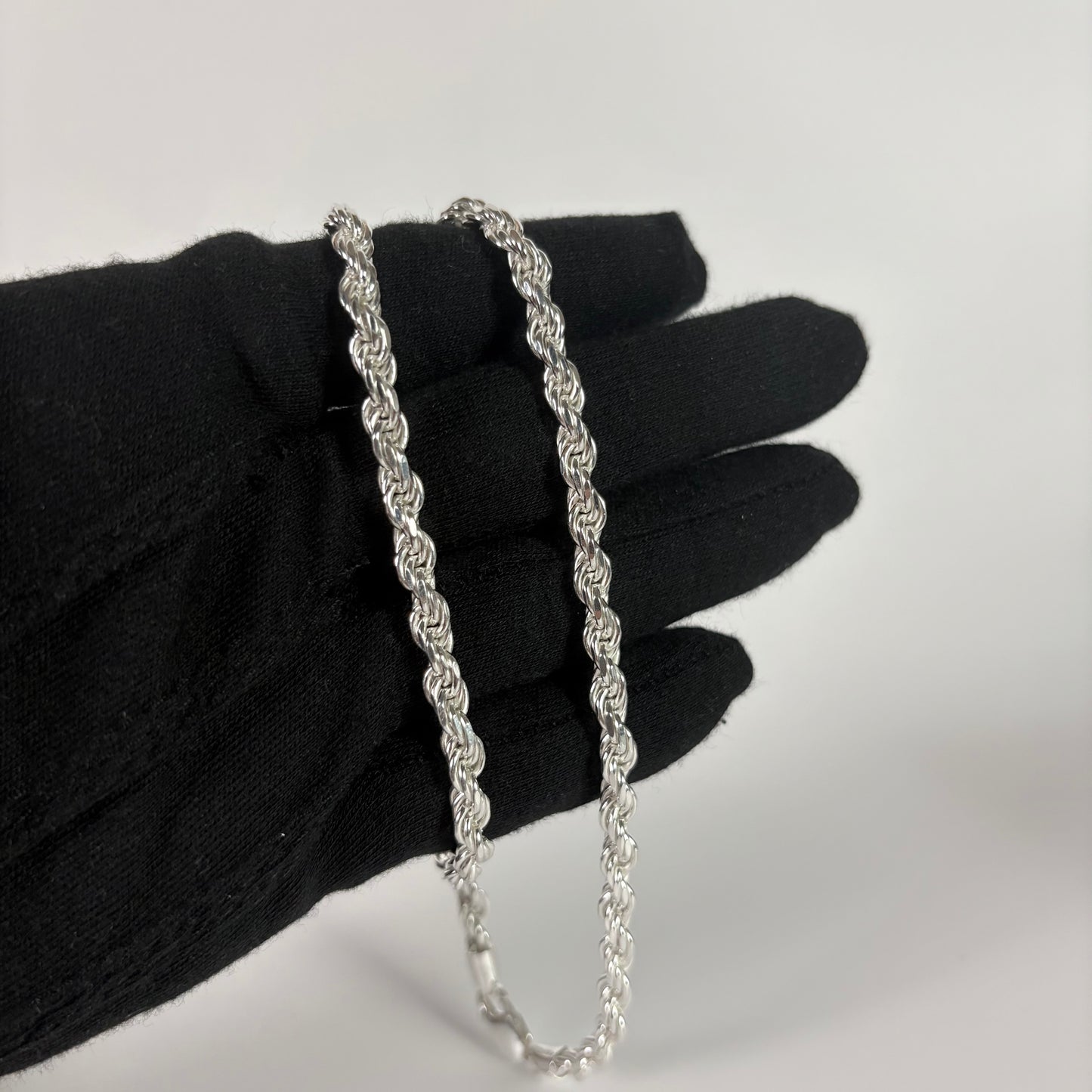 Solid .925 Sterling Silver Diamond Cut Rope Chain 5mm