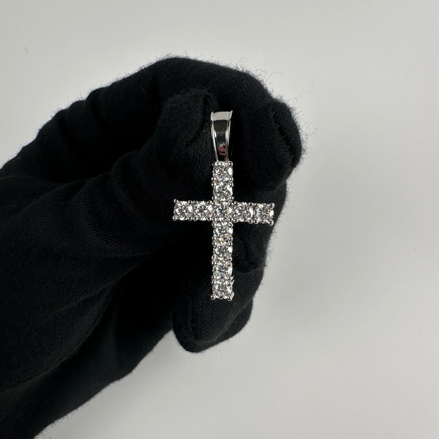 Medium Certified VVS Moissanite Cross Pendant In Solid .925 Sterling Silver