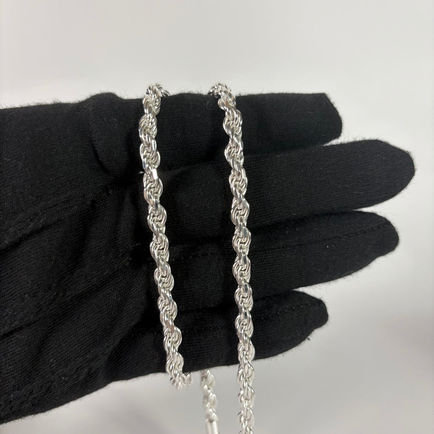 Solid .925 Sterling Silver Diamond Cut Rope Chain 5mm
