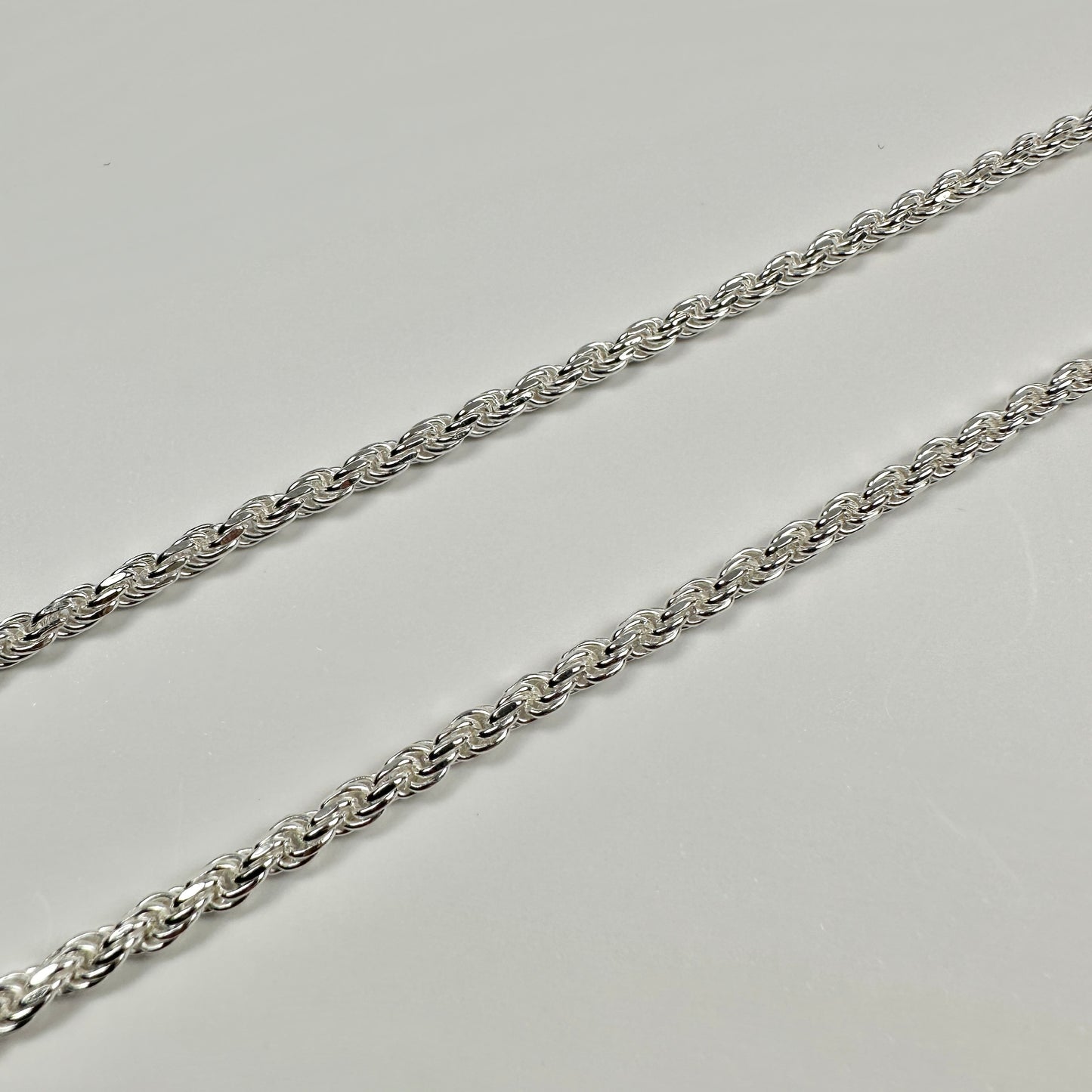 Solid .925 Sterling Silver Diamond Cut Rope Chain 3mm