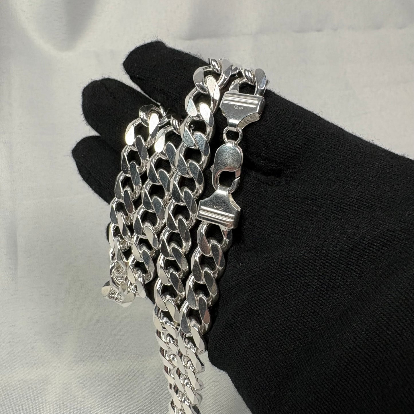 Solid .925 Sterling Silver Cuban Link Necklace In 11mm