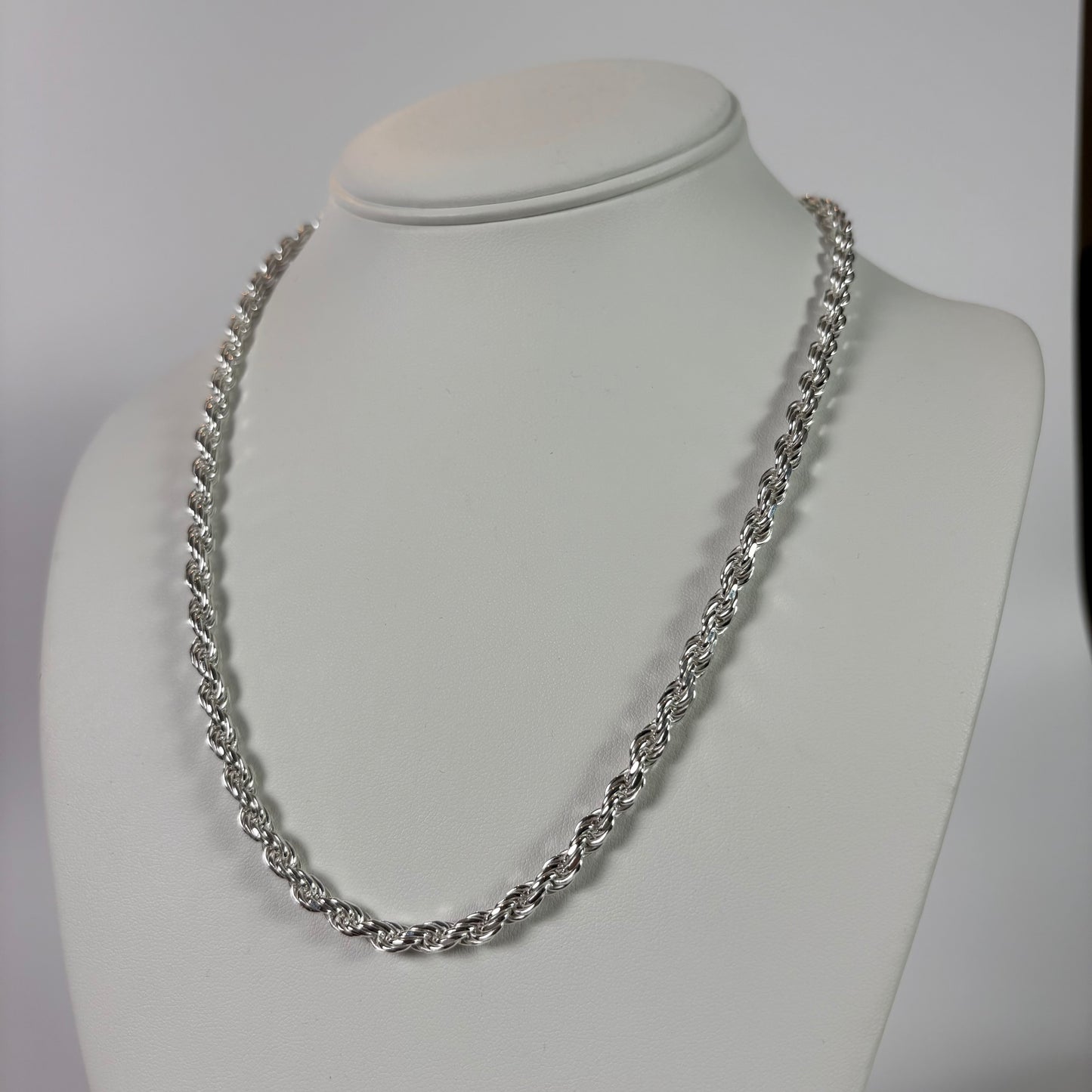 Solid .925 Sterling Silver Diamond Cut Rope Chain 5mm