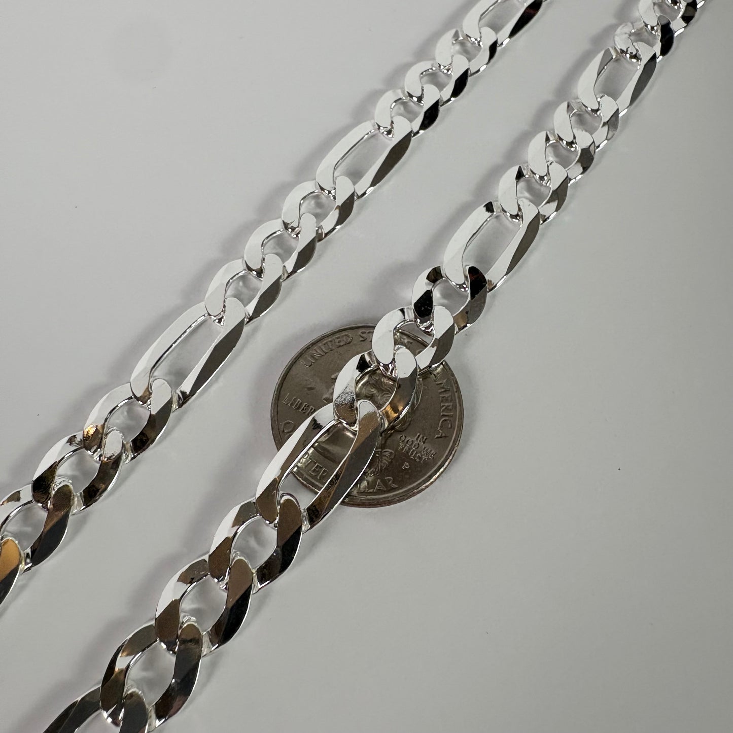 Solid .925 Sterling Silver Figaro Link Chain In 10mm
