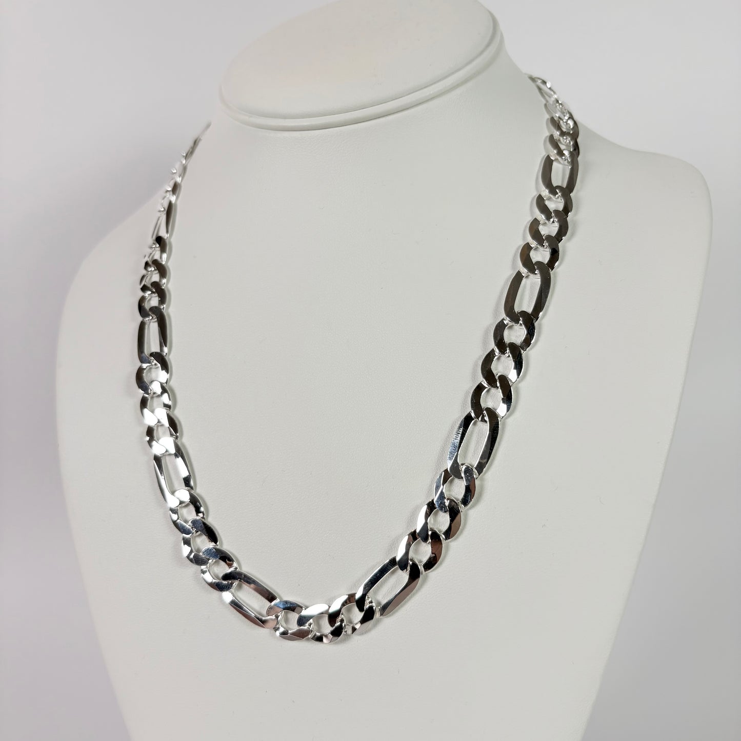 Solid .925 Sterling Silver Figaro Link Chain In 10mm