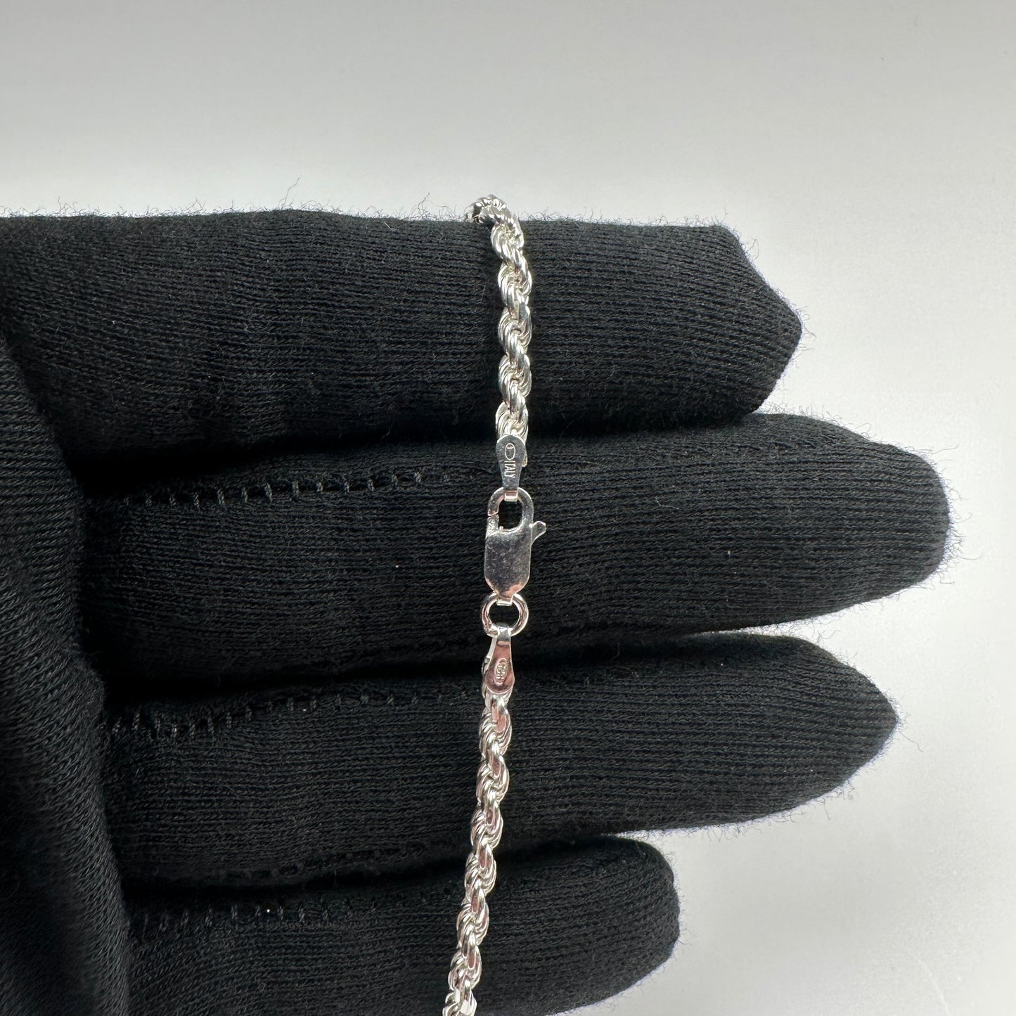 Solid .925 Sterling Silver Diamond Cut Rope Chain 3mm