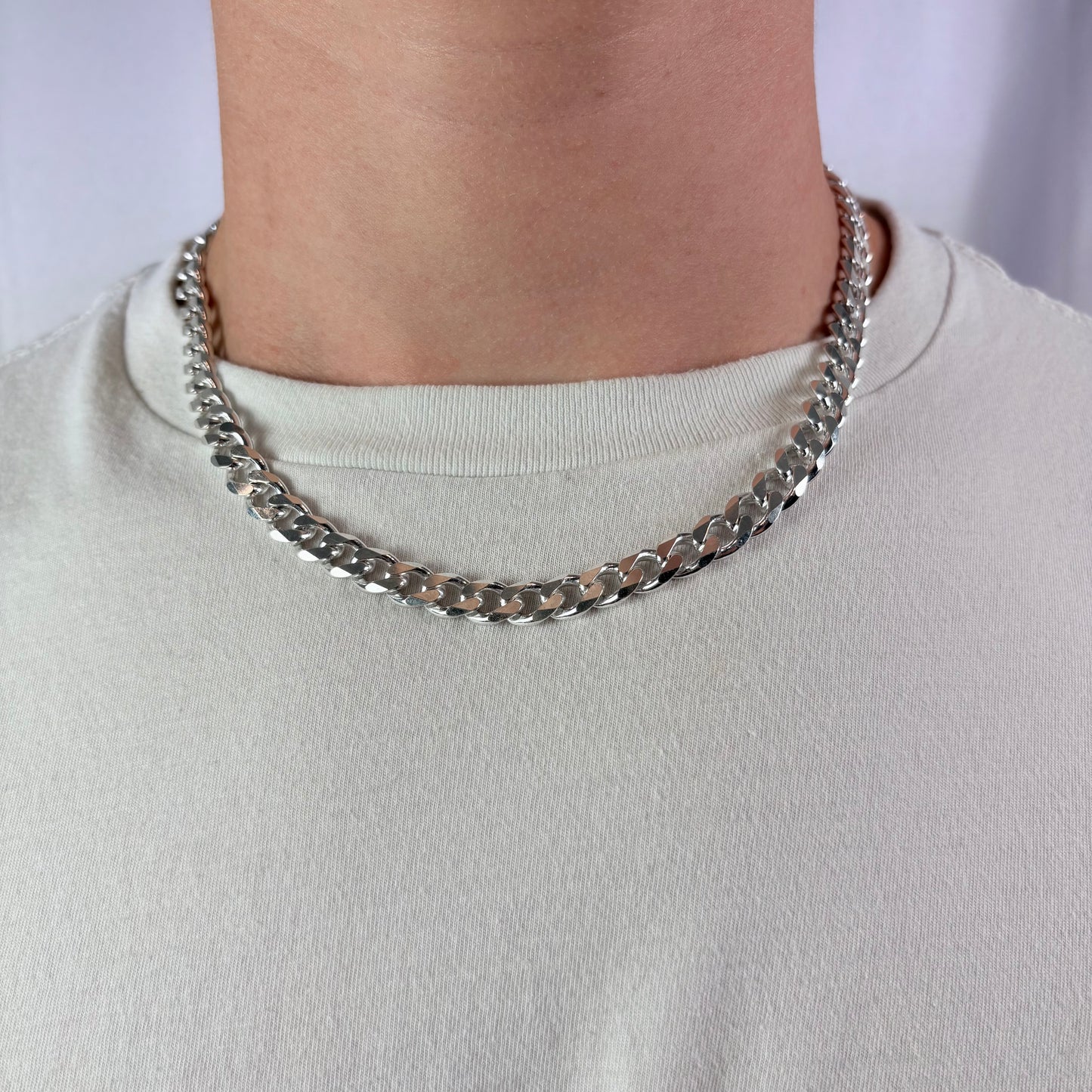 Solid .925 Sterling Silver Cuban Link Necklace In 9mm