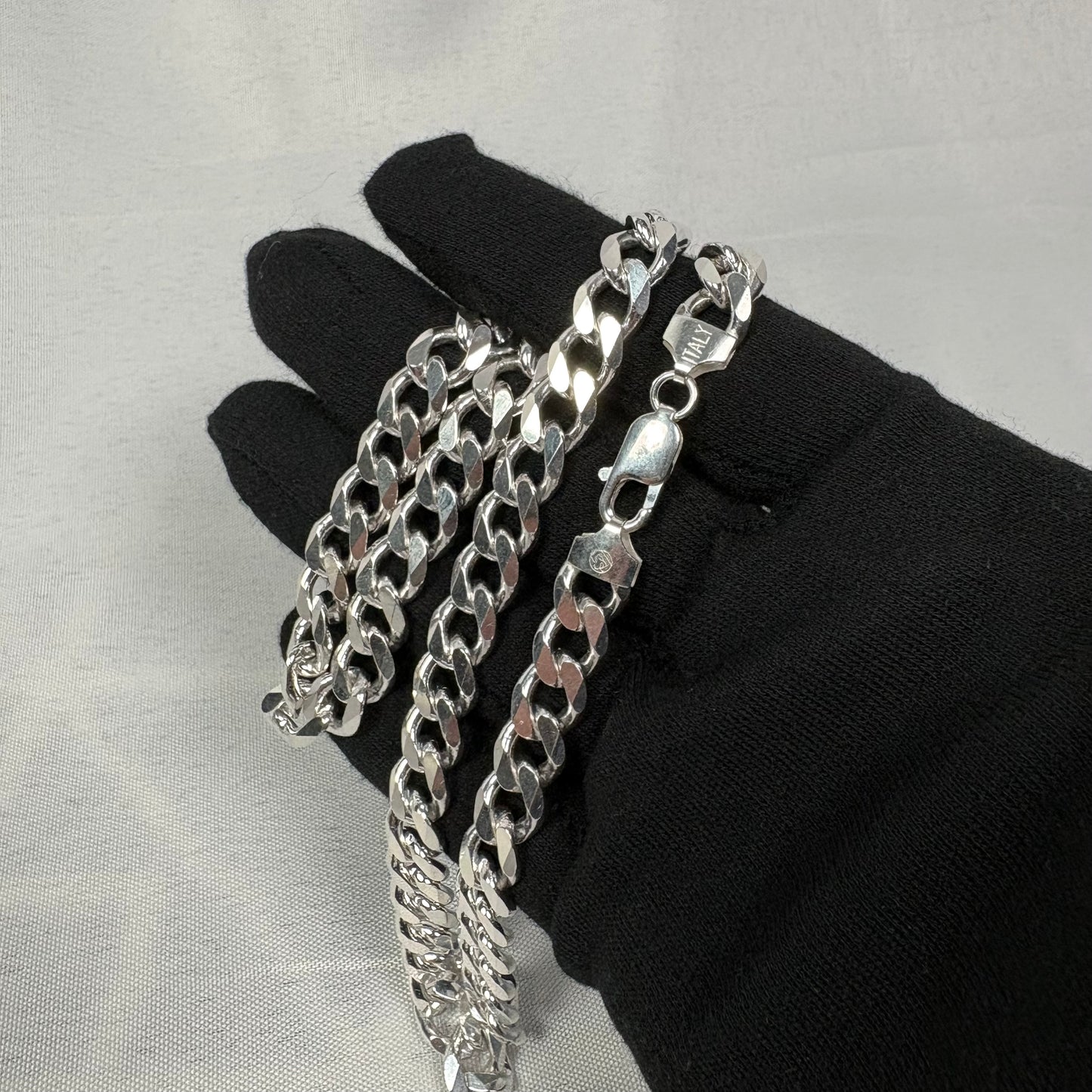 Solid .925 Sterling Silver Cuban Link Necklace In 9mm