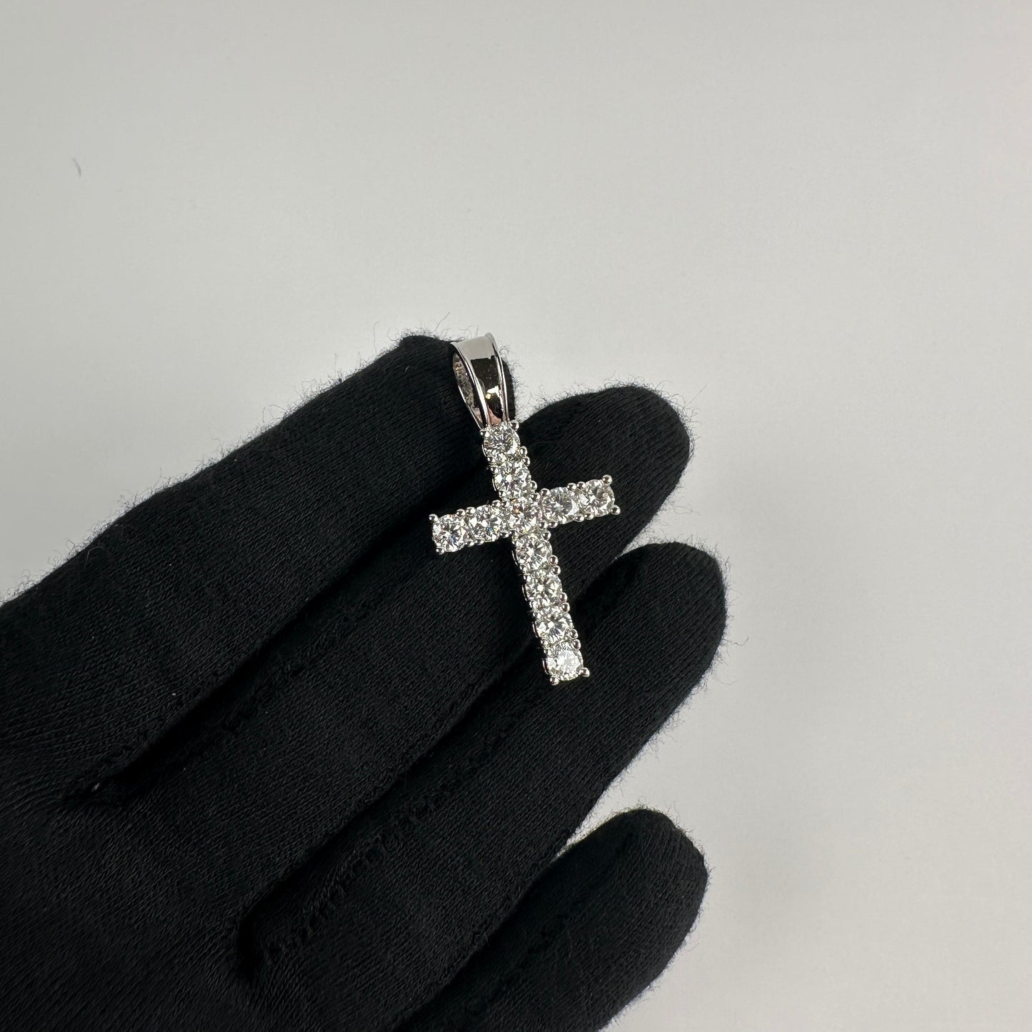 Medium Certified VVS Moissanite Cross Pendant In Solid .925 Sterling Silver