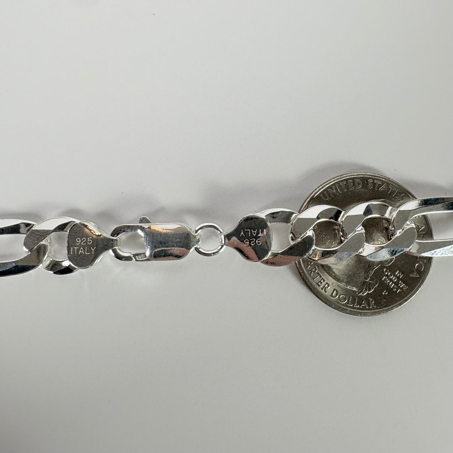 Solid .925 Sterling Silver Figaro Link Chain In 10mm