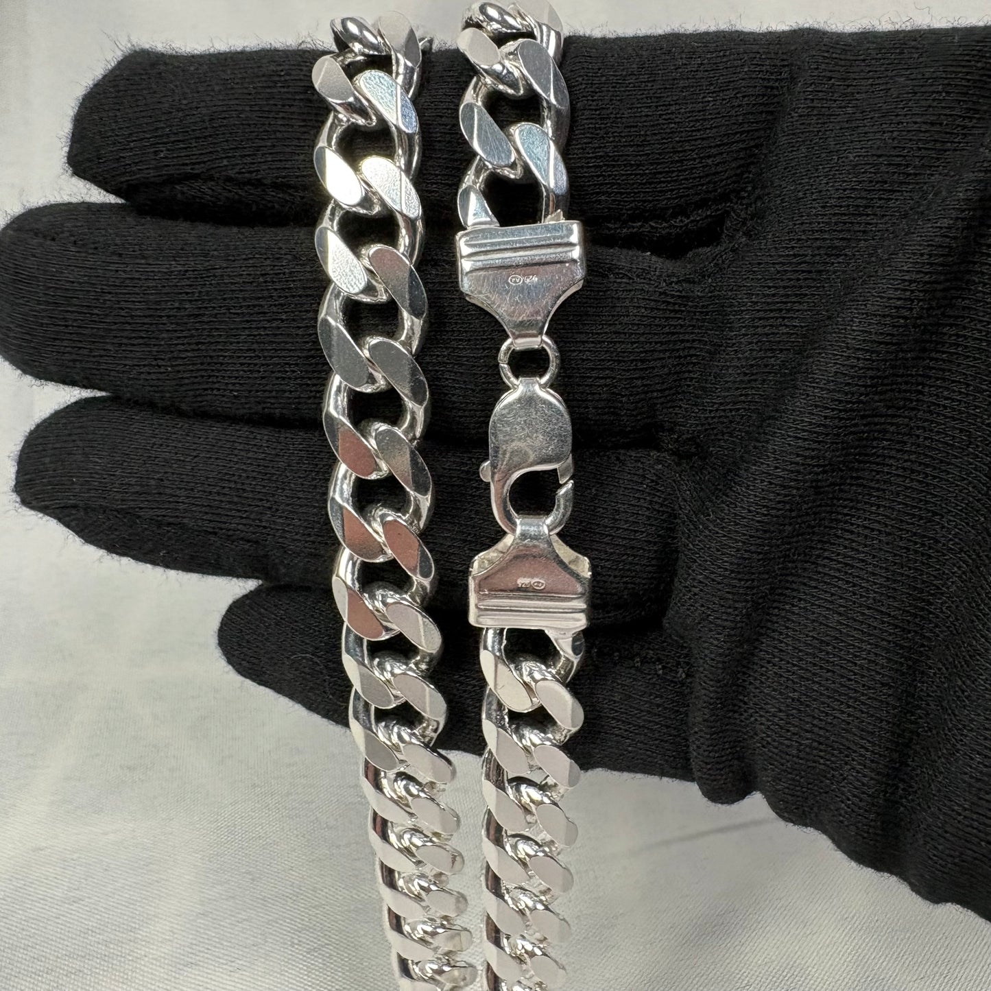 Solid .925 Sterling Silver Cuban Link Necklace In 11mm