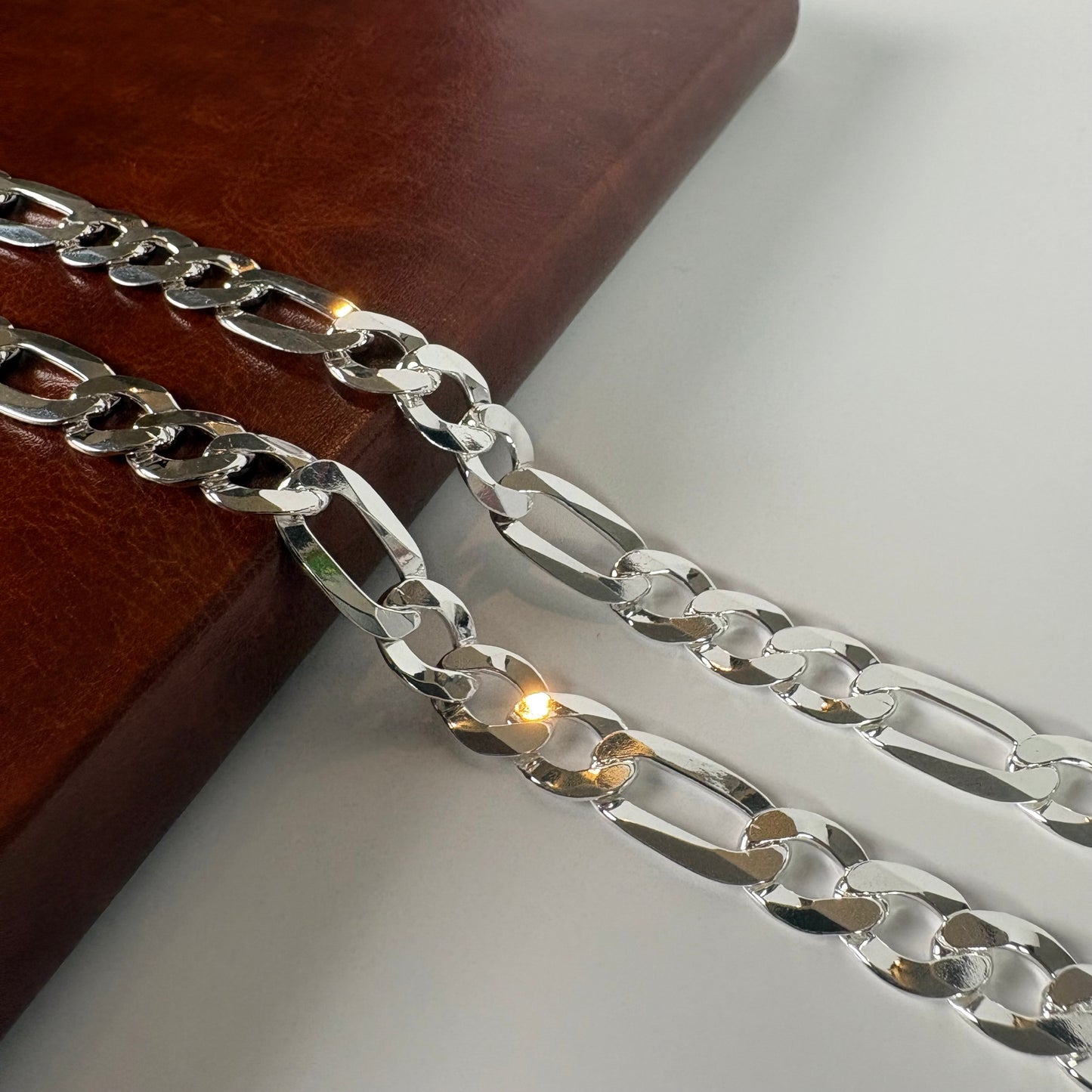 Solid .925 Sterling Silver Figaro Link Chain In 10mm