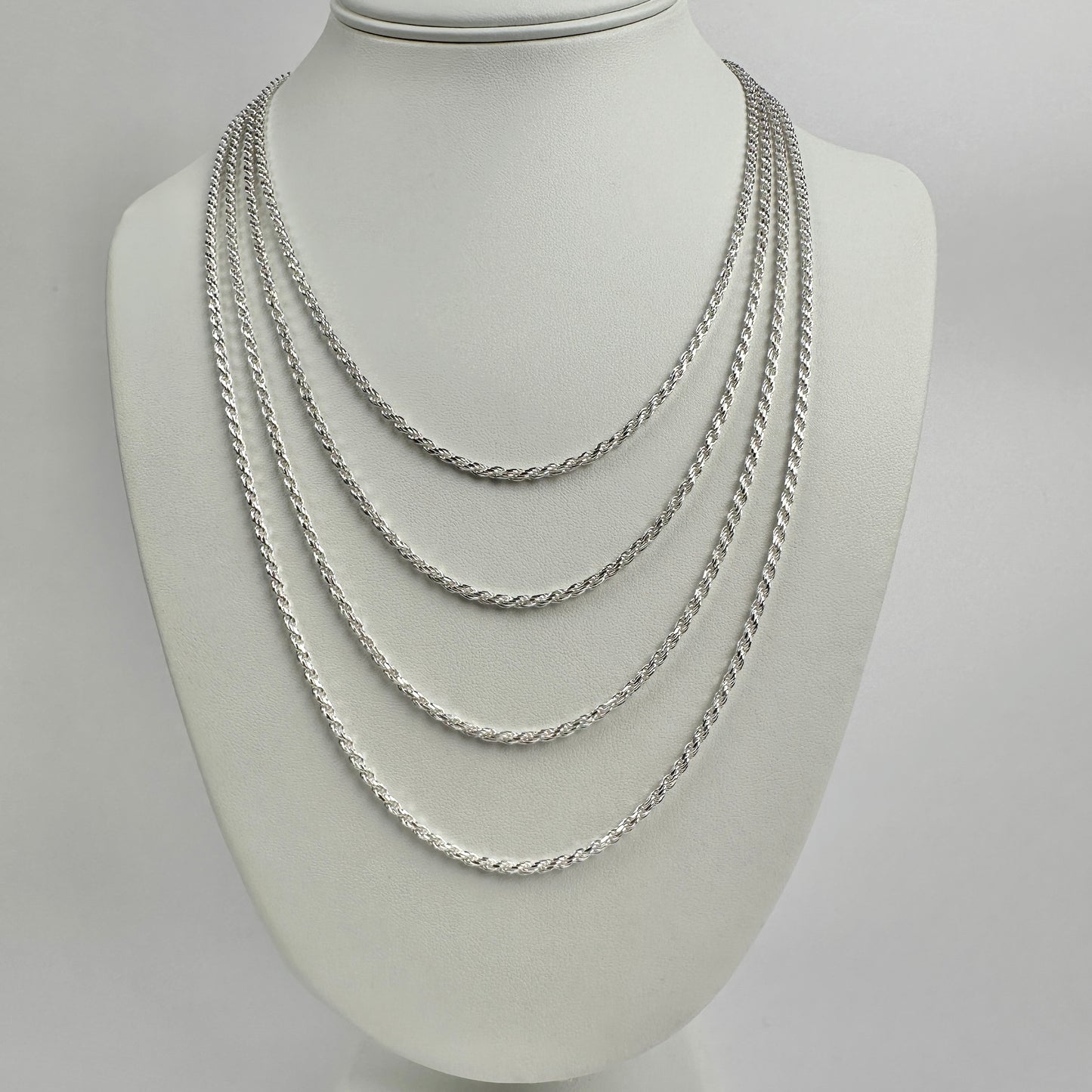 Solid .925 Sterling Silver Diamond Cut Rope Chain 2.5mm