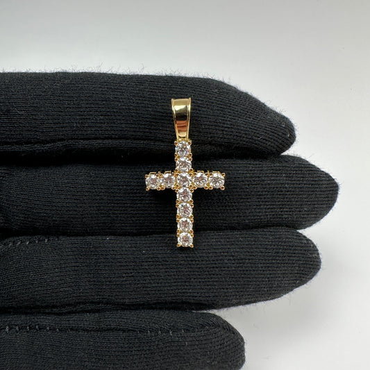 Certified VVS Moissanite Cross Pendant In 14K Gold Vermeil