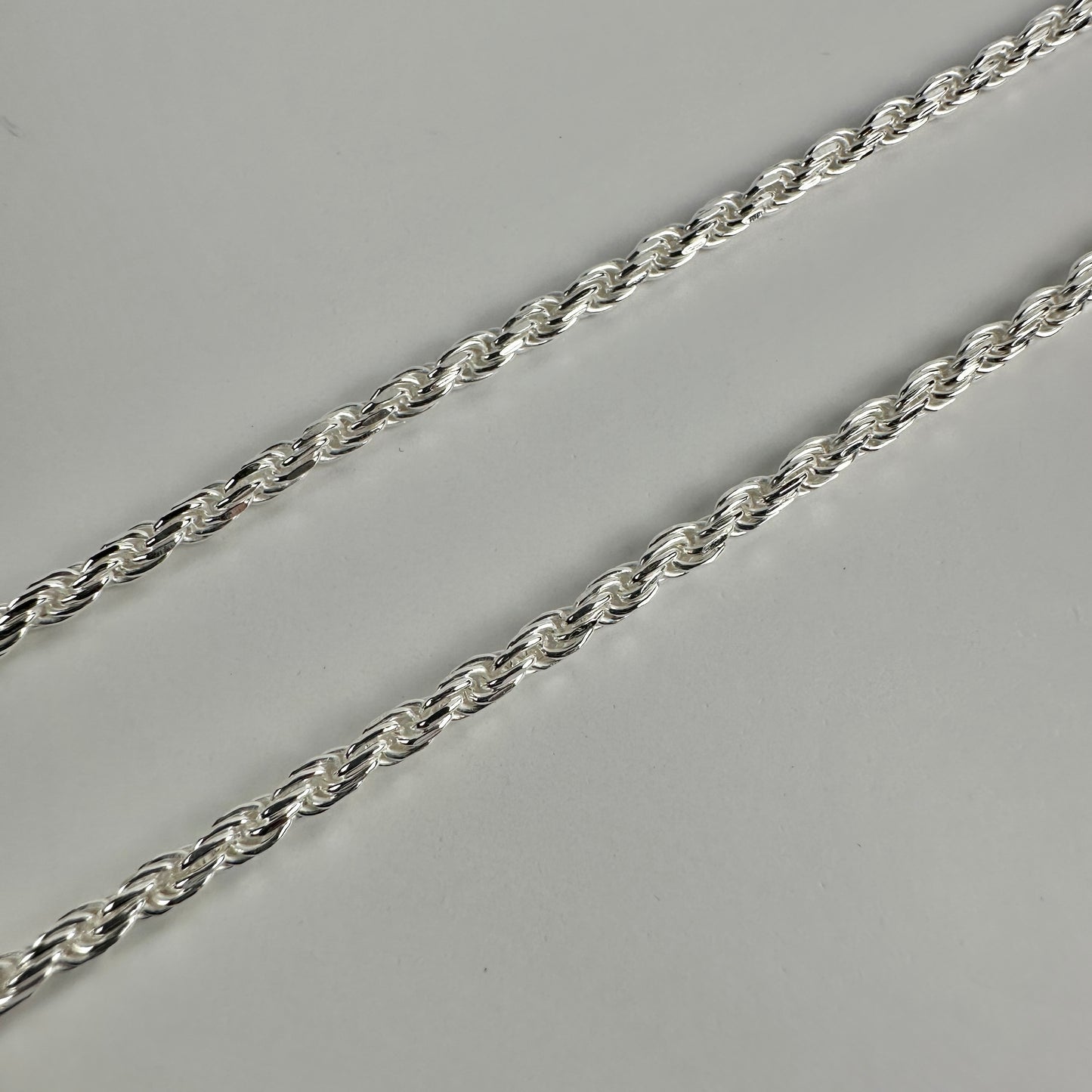 Solid .925 Sterling Silver Diamond Cut Rope Chain 2.5mm