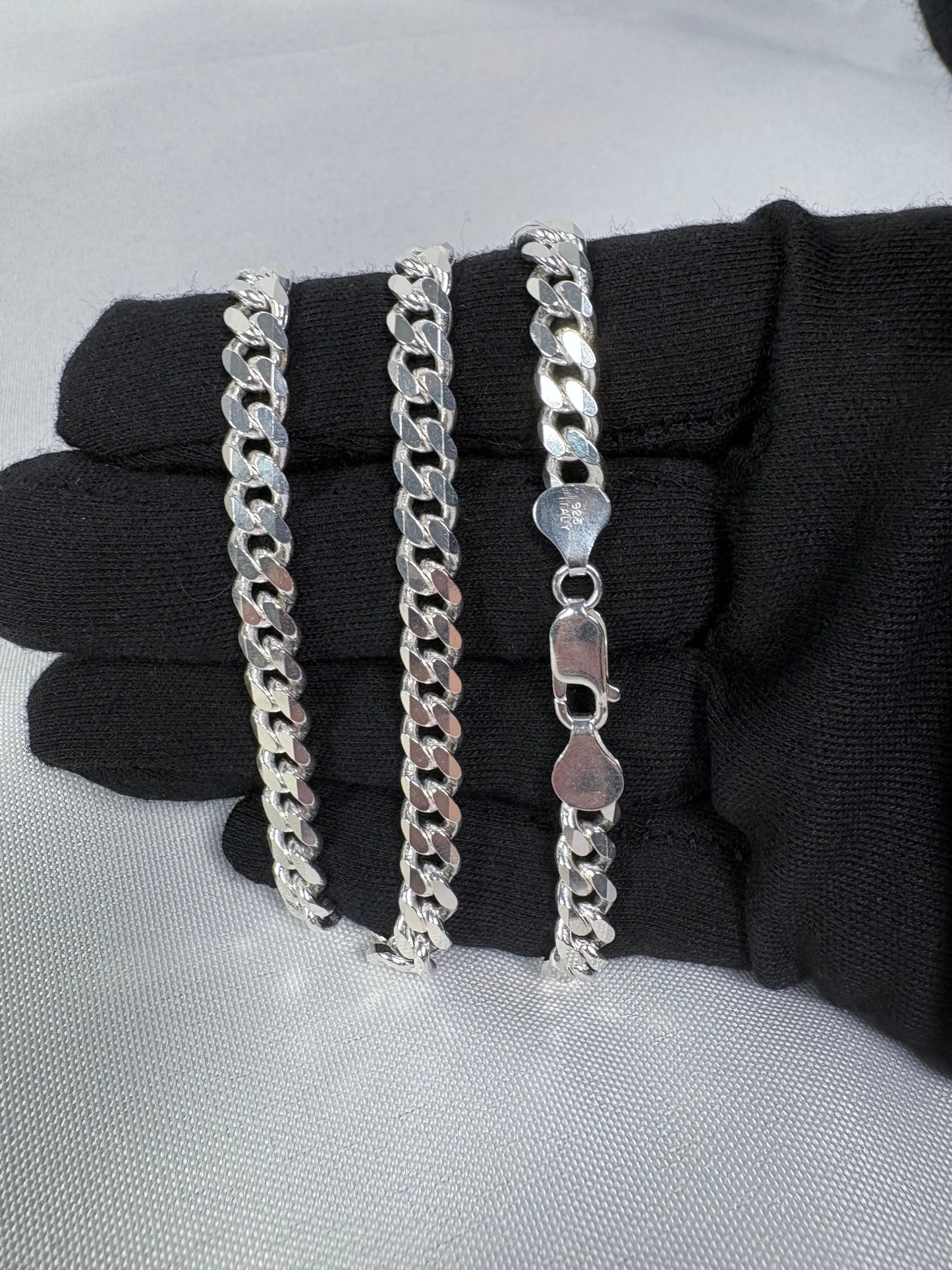 Solid .925 Sterling Silver Cuban Link Necklace In 6.5mm