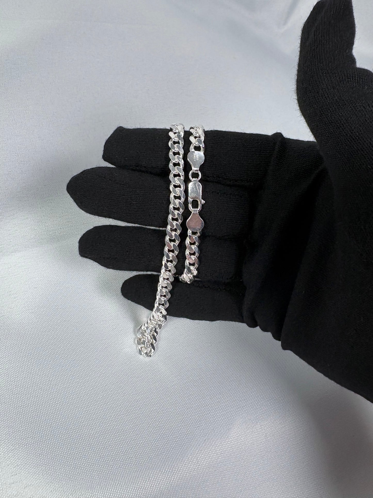 Solid .925 Sterling Silver Cuban Link Necklace In 6.5mm