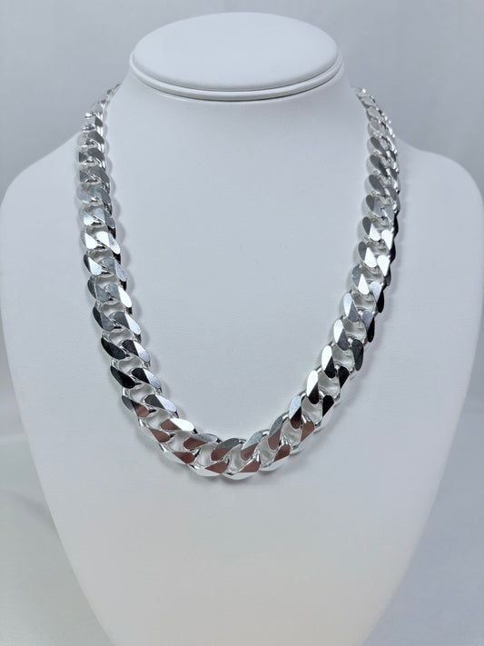 Solid .925 Sterling Silver Cuban Link In 13.5mm
