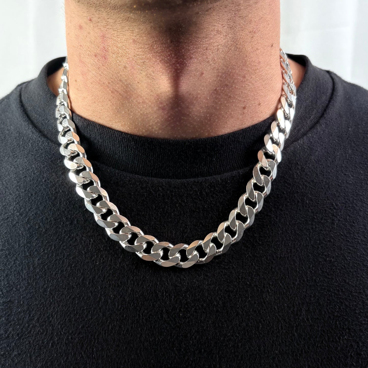 Solid .925 Sterling Silver Cuban Link In 13.5mm