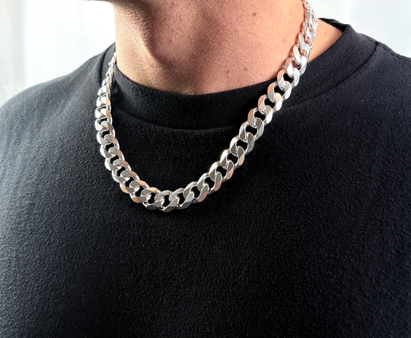 Solid .925 Sterling Silver Cuban Link In 13.5mm