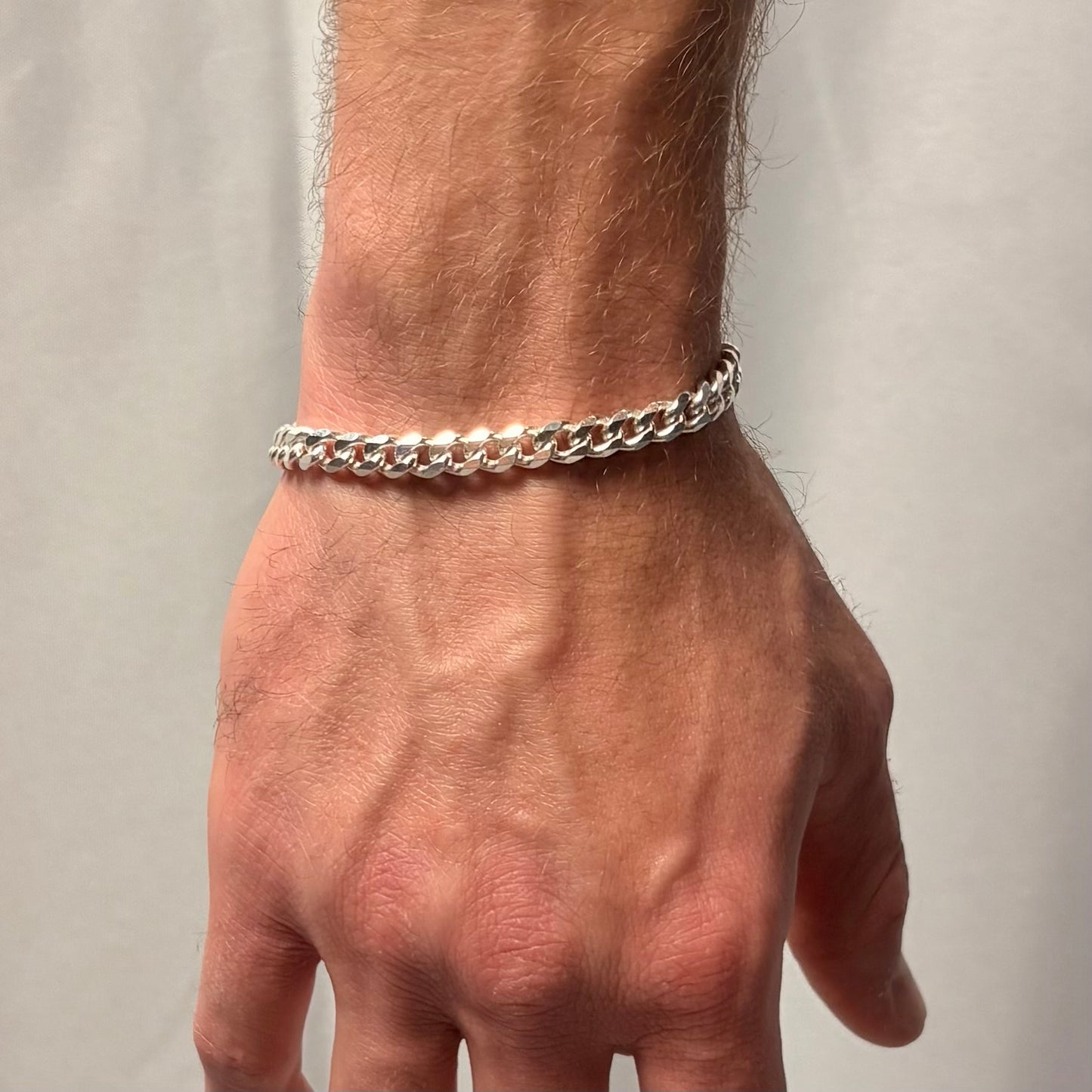 Solid .925 Sterling Silver Cuban Link Bracelet 6.5mm