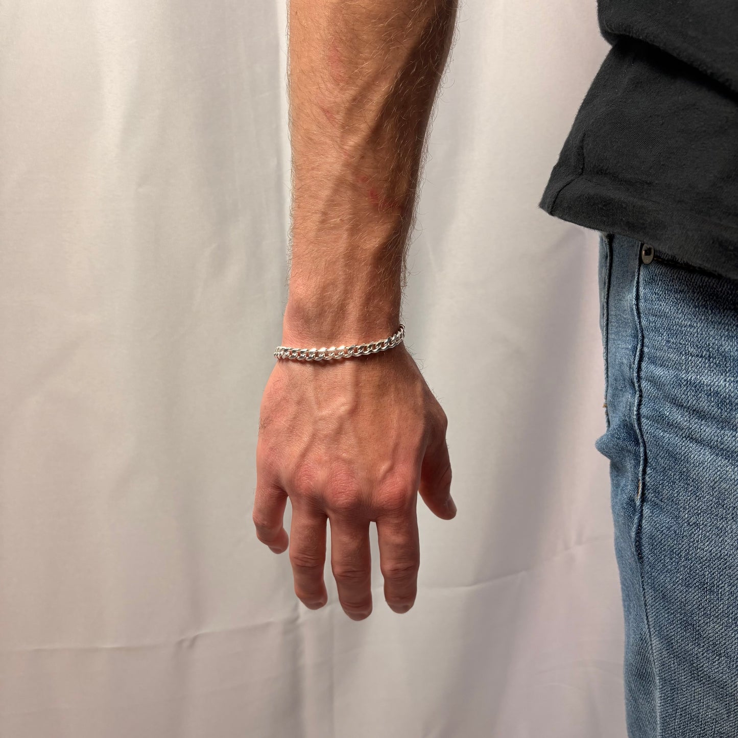 Solid .925 Sterling Silver Cuban Link Bracelet 6.5mm