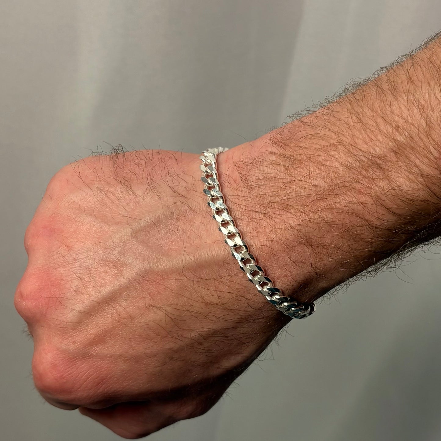 Solid .925 Sterling Silver Cuban Link Bracelet 6.5mm