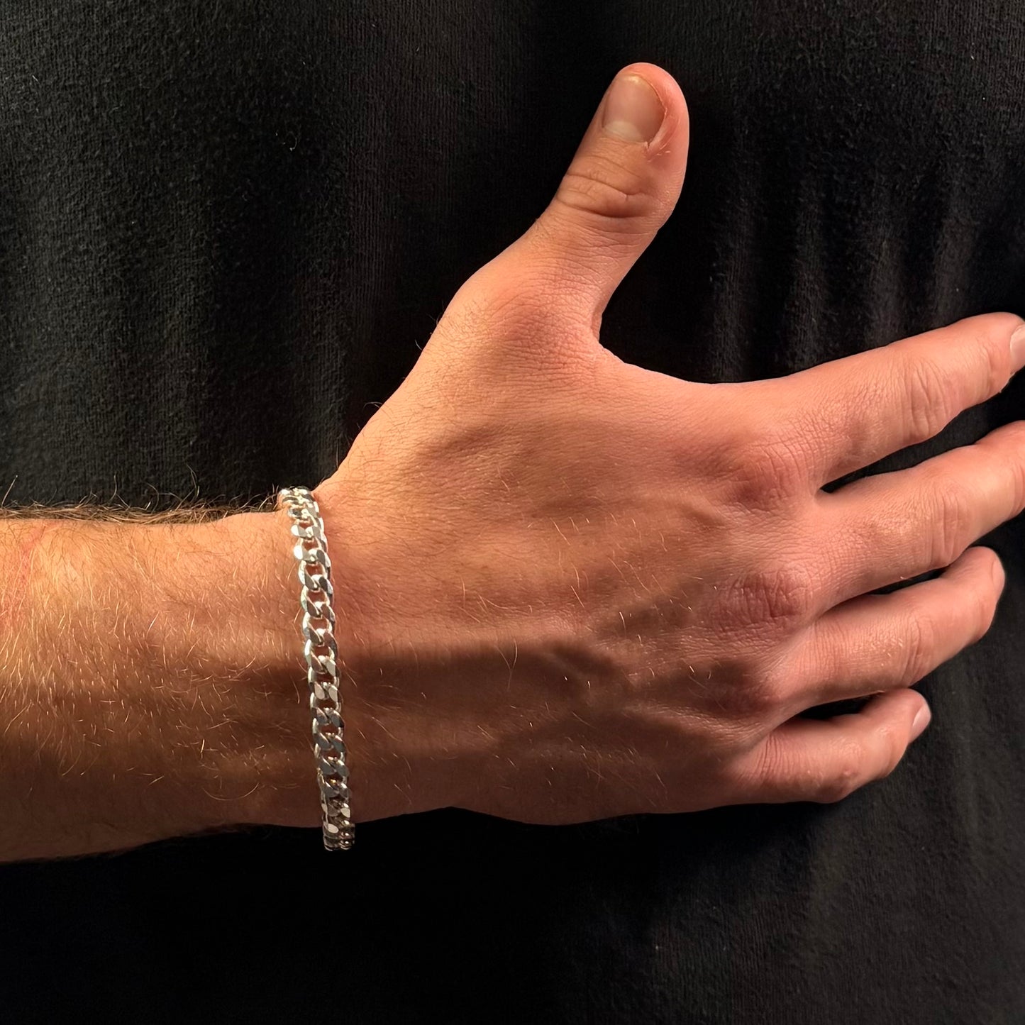 Solid .925 Sterling Silver Cuban Link Bracelet 6.5mm