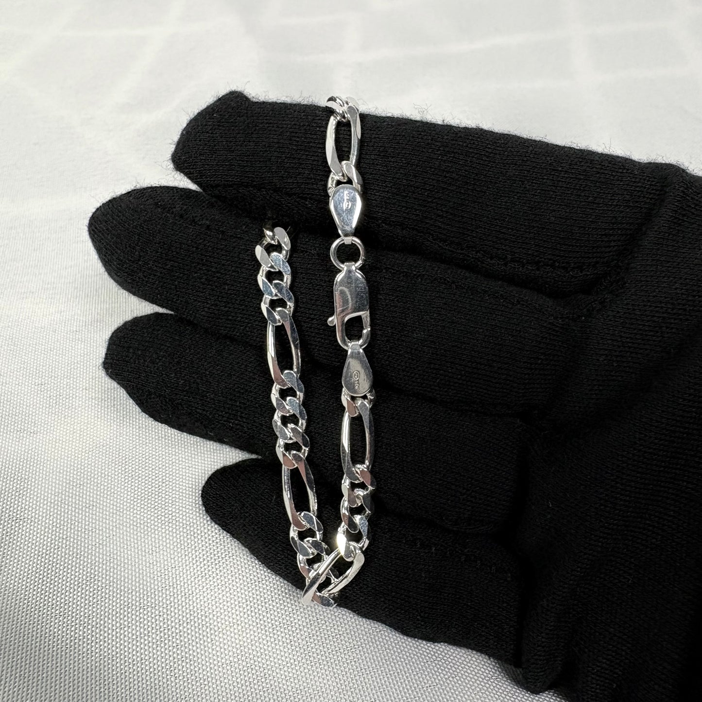 Solid .925 Sterling Silver Figaro Link Bracelet In 6mm 7 & 8 Inches