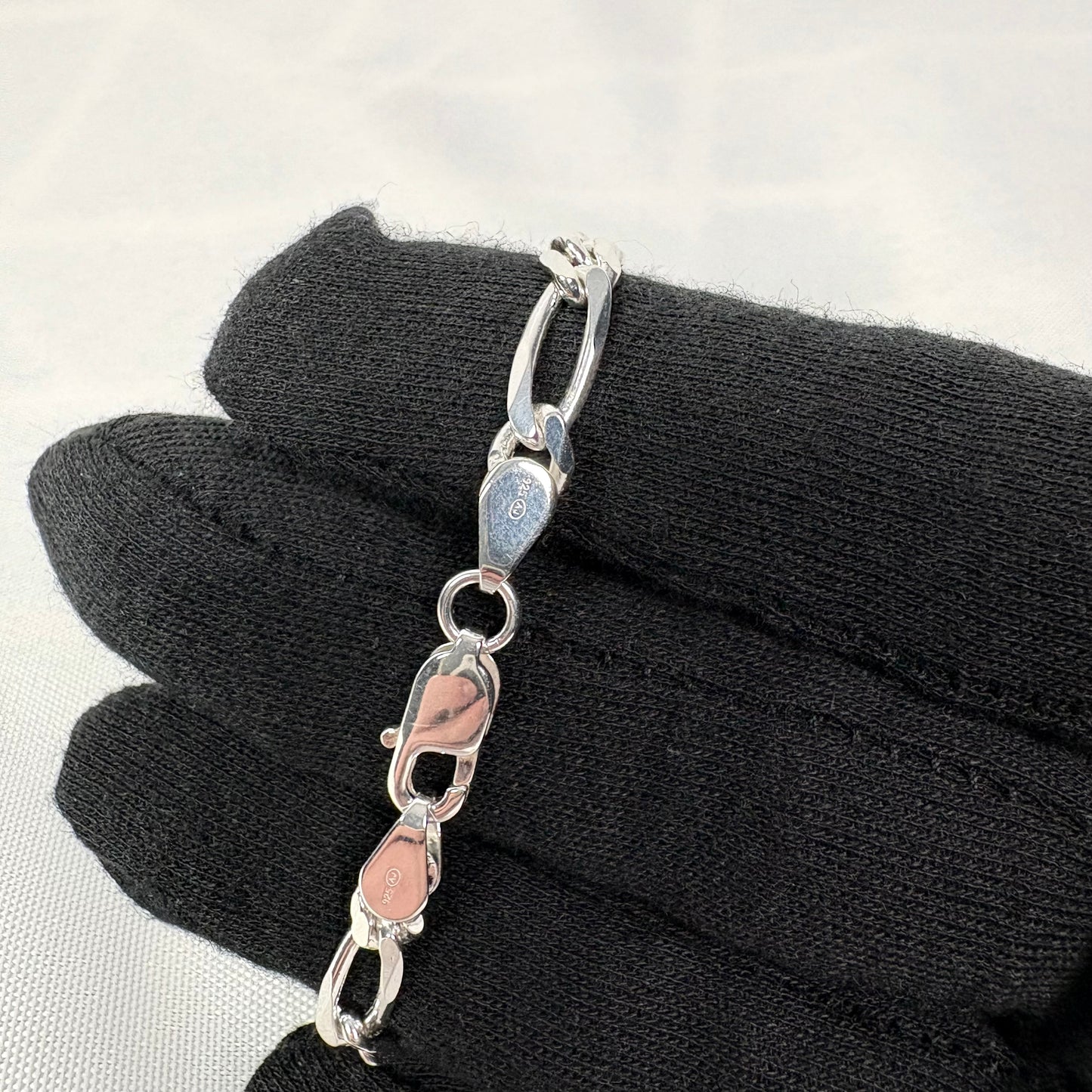 Solid .925 Sterling Silver Figaro Link Bracelet In 6mm 7 & 8 Inches