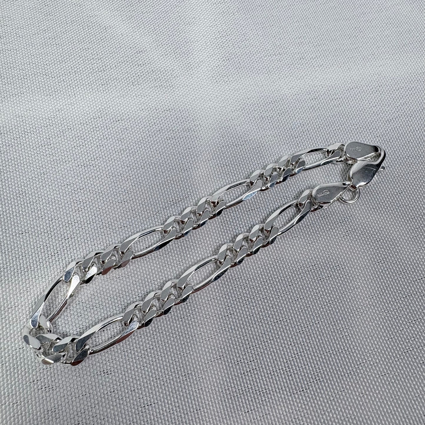Solid .925 Sterling Silver Figaro Link Bracelet In 6mm 7 & 8 Inches