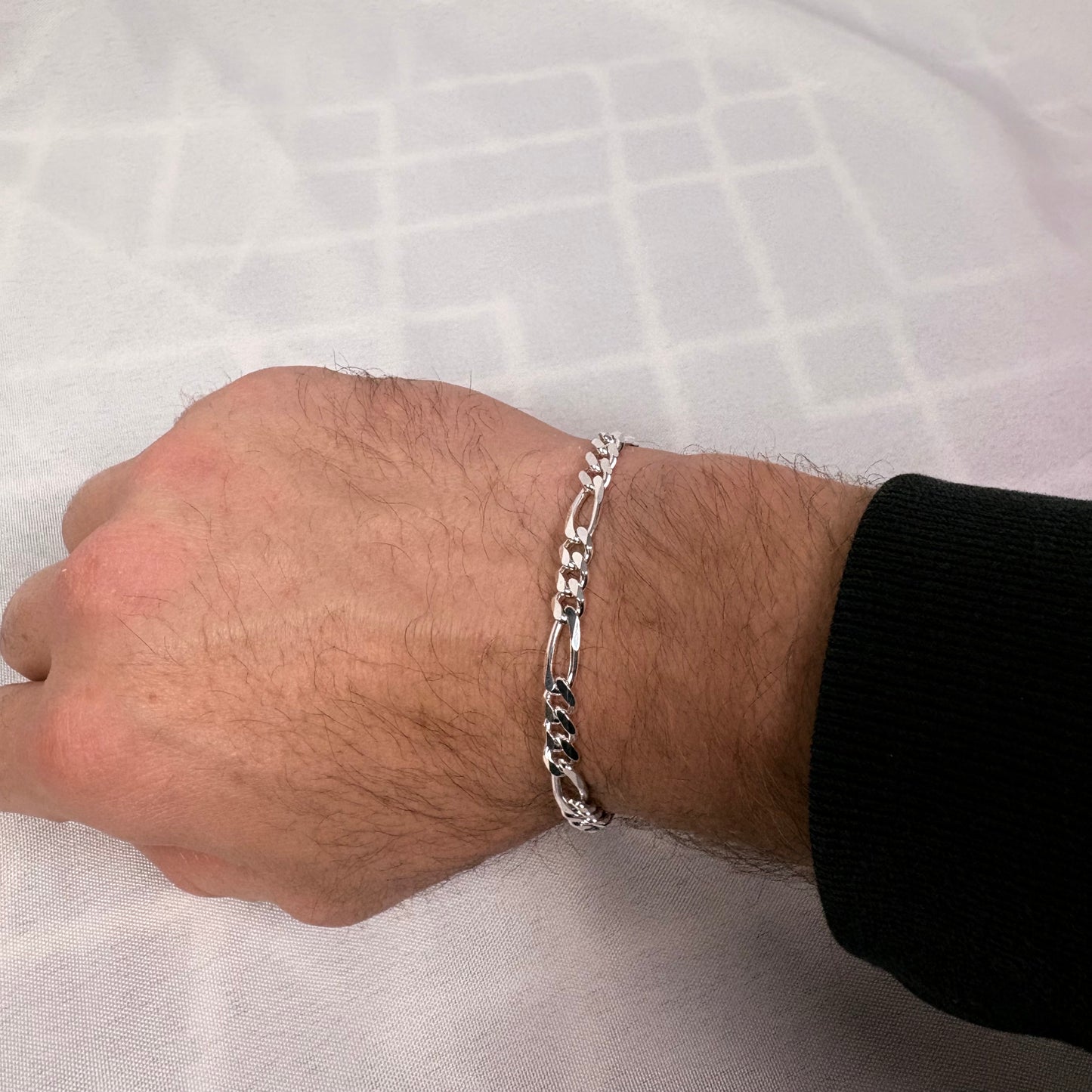 Solid .925 Sterling Silver Figaro Link Bracelet In 6mm 7 & 8 Inches