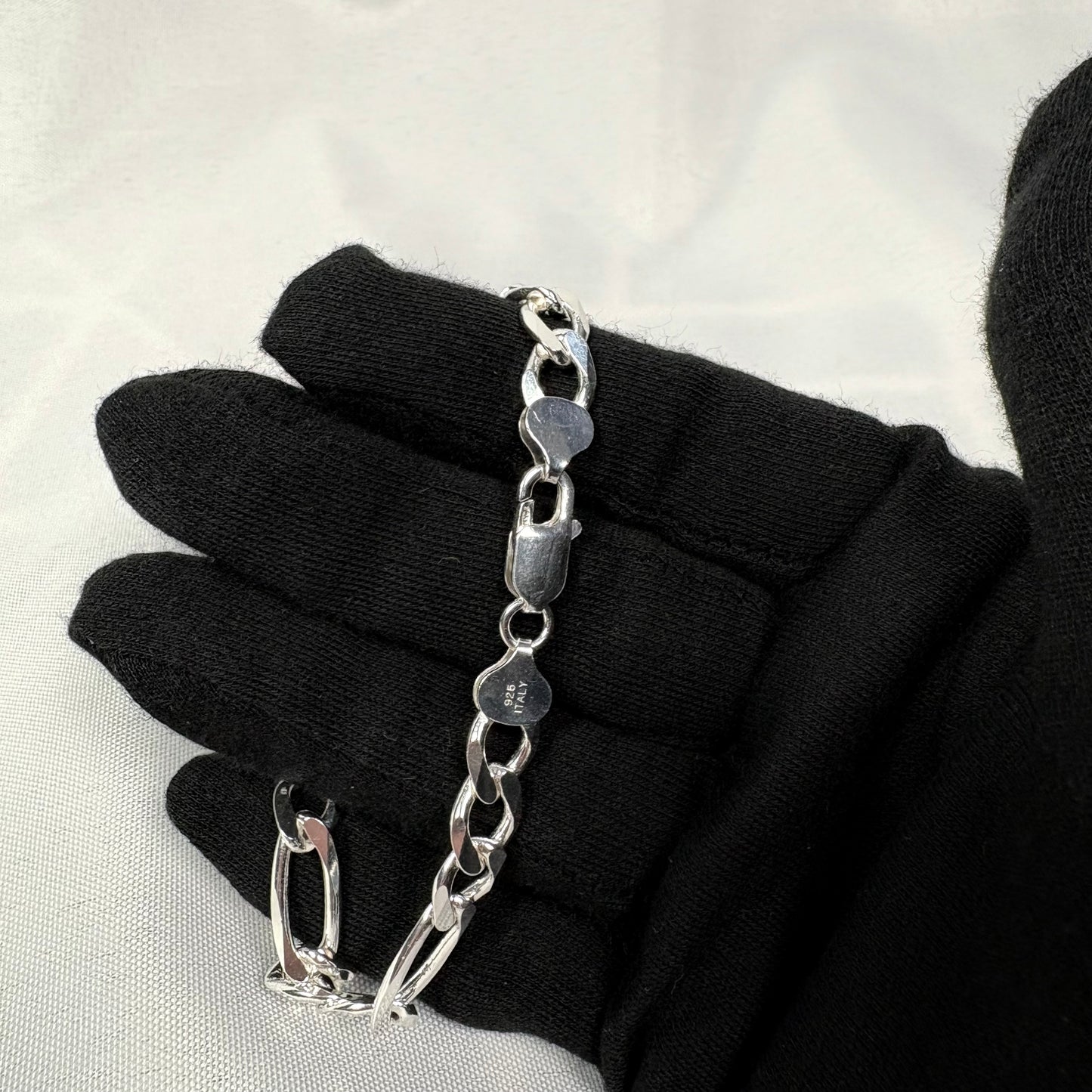 Solid .925 Sterling Silver Figaro Link Bracelet In 7mm 7 - 9 Inches