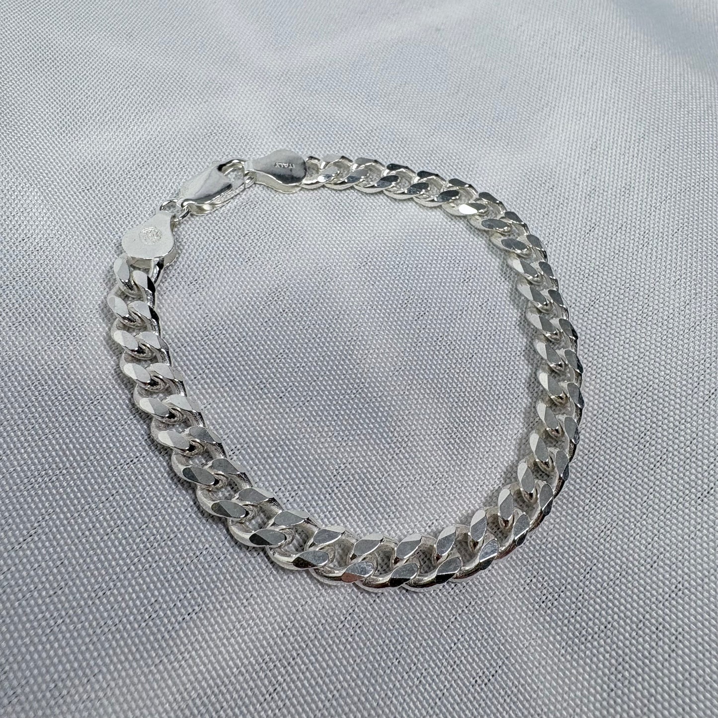 Solid .925 Sterling Silver Cuban Link Bracelet 6.5mm