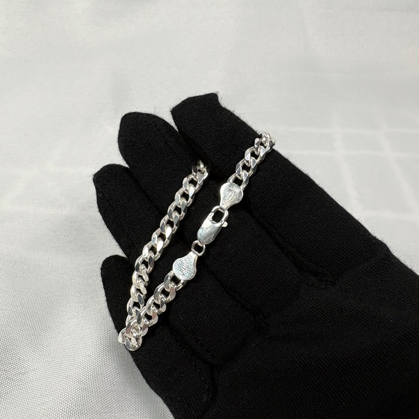 Solid .925 Sterling Silver Cuban Link Bracelet 6.5mm