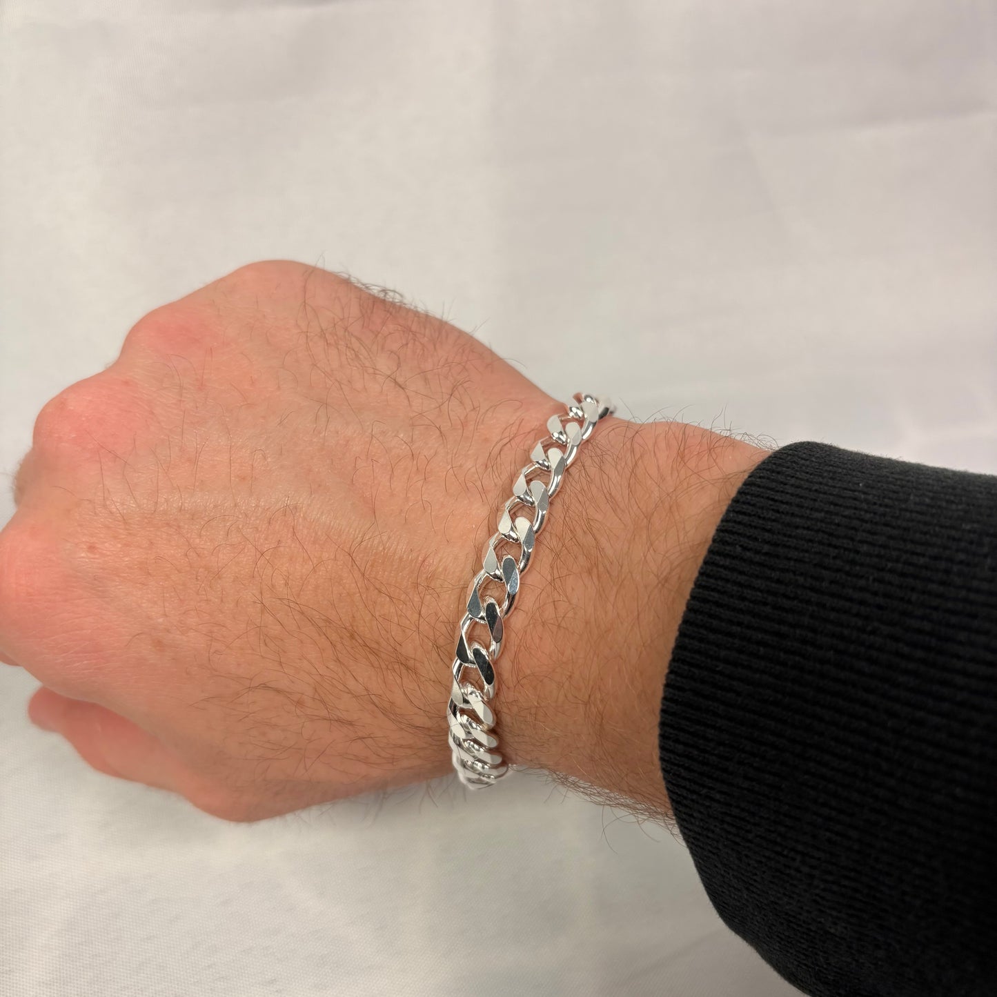 Solid .925 Sterling Silver Cuban Link Bracelet In 8mm