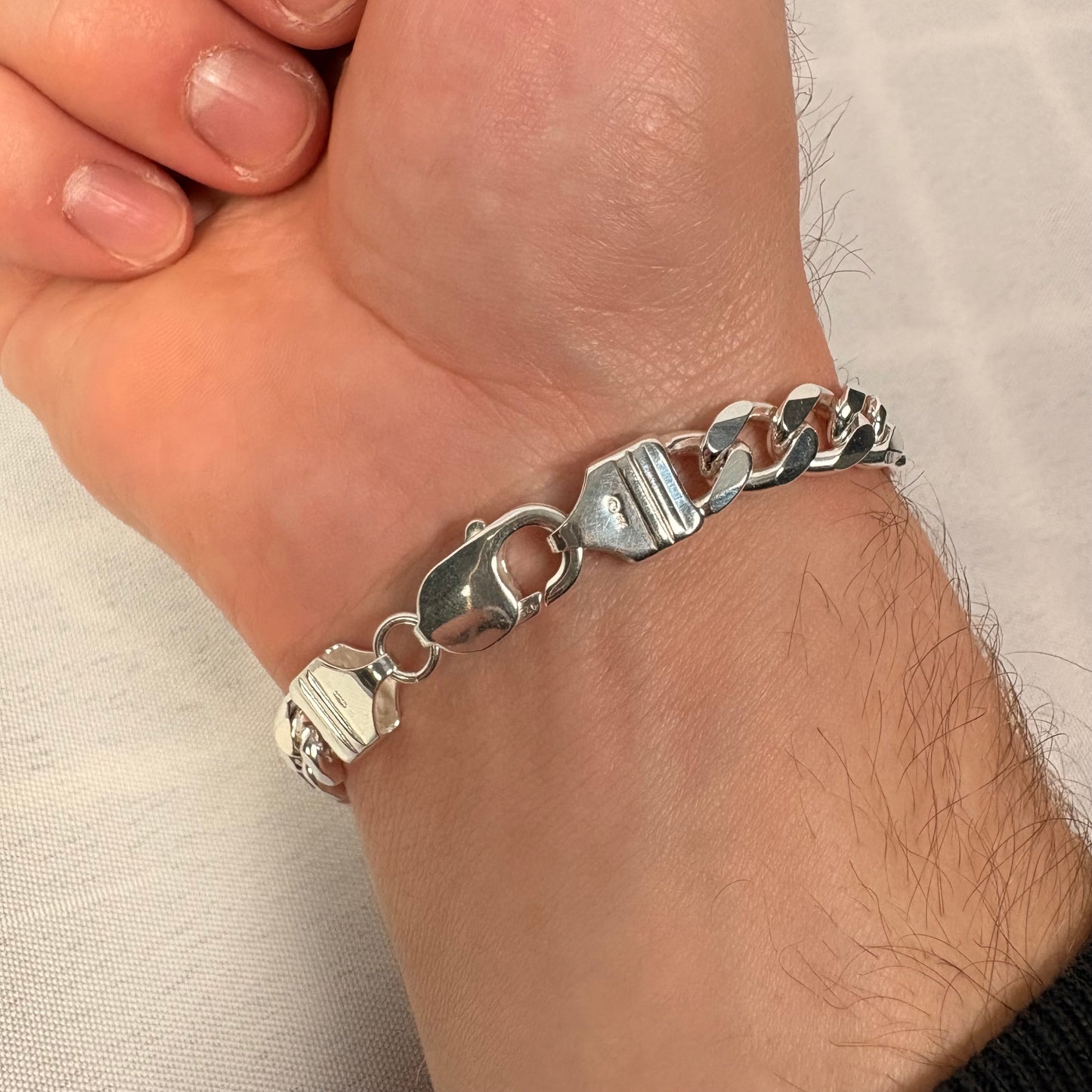 Solid .925 Sterling Silver Cuban Link Bracelet In 8mm