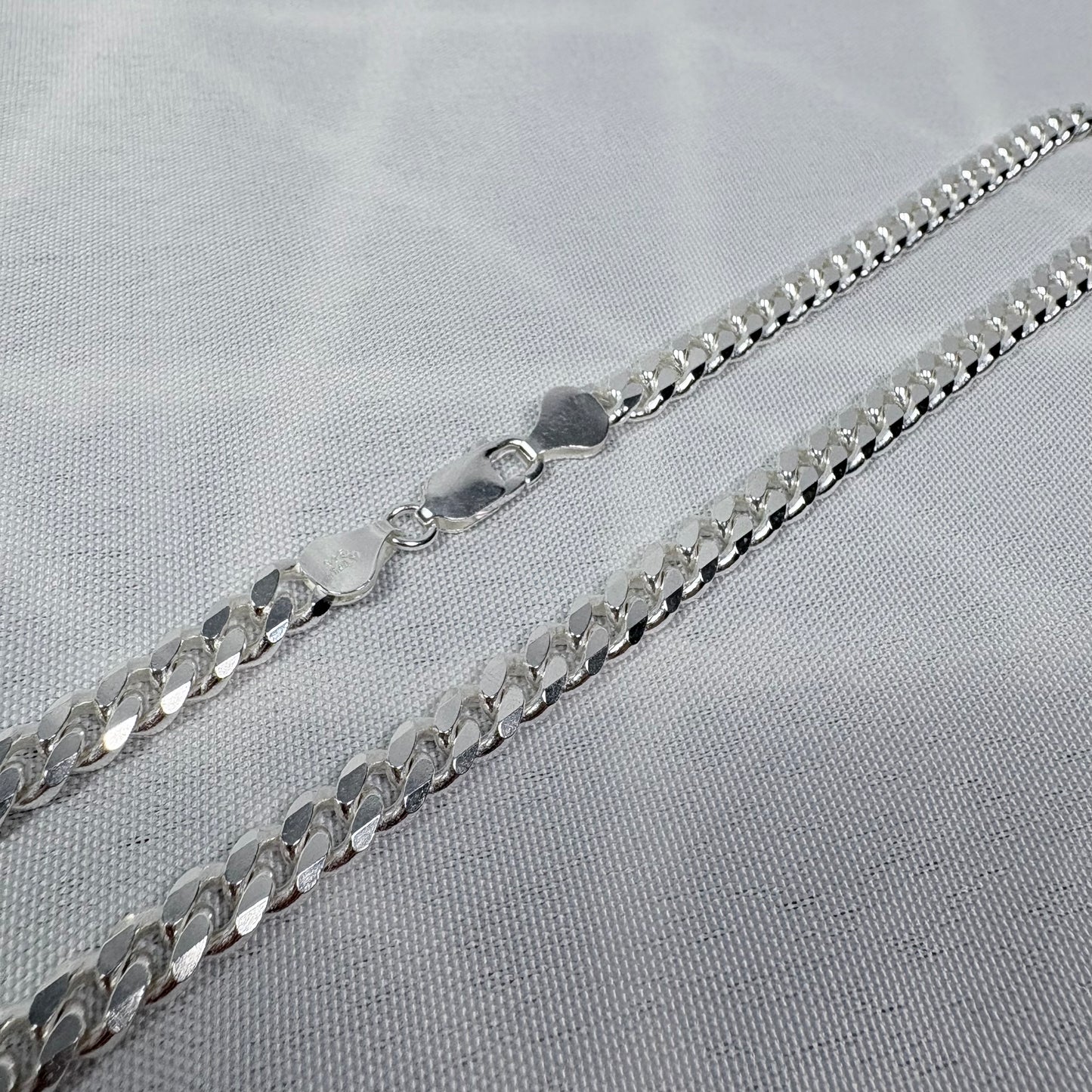 Solid .925 Sterling Silver Cuban Link Necklace In 6.5mm