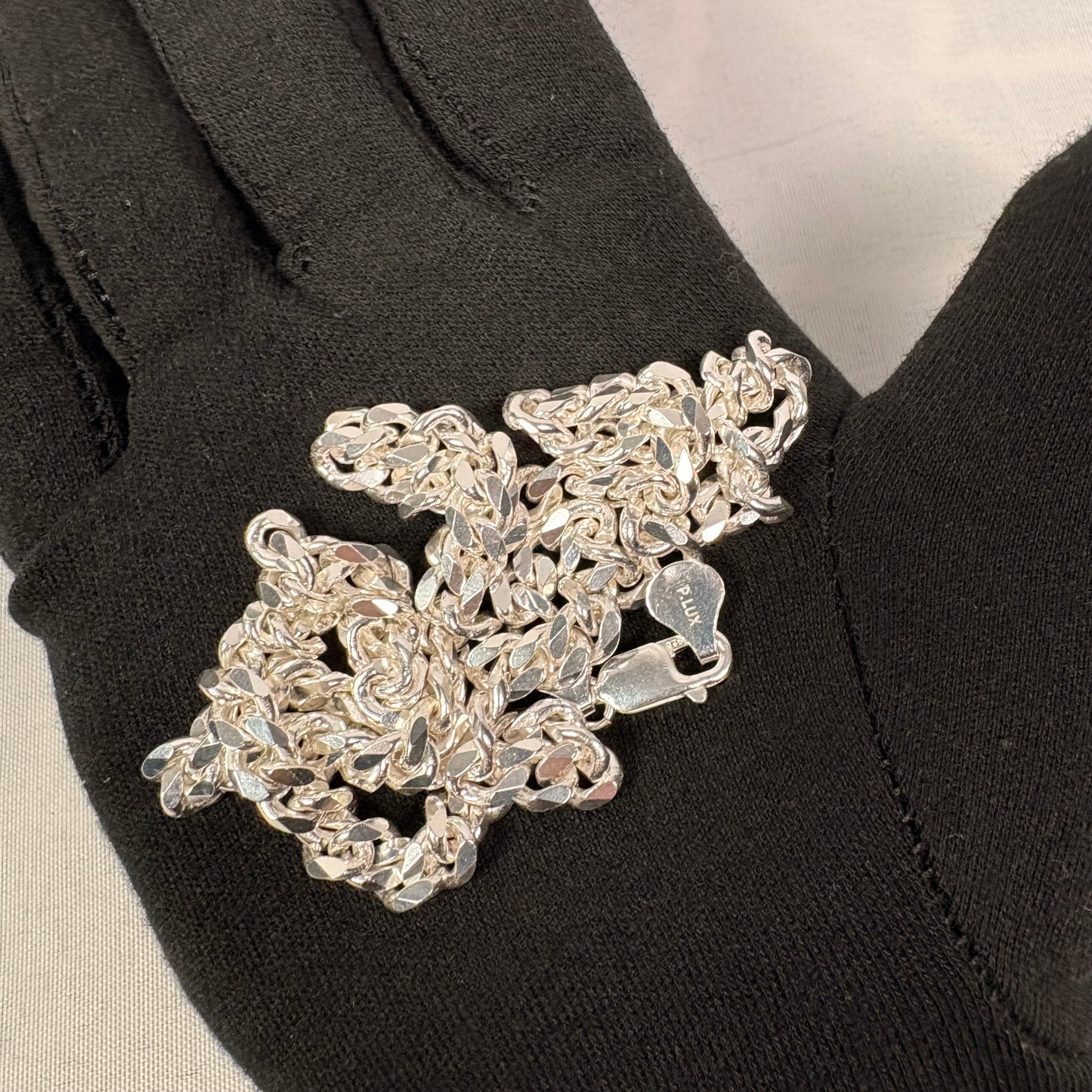Solid .925 Sterling Silver Cuban Link Necklace In 6.5mm