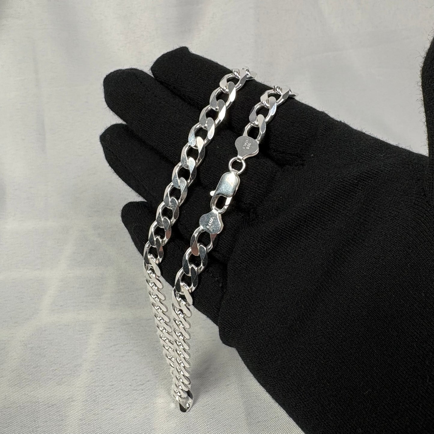 Solid .925 Sterling Silver Cuban Link Necklace In 8mm
