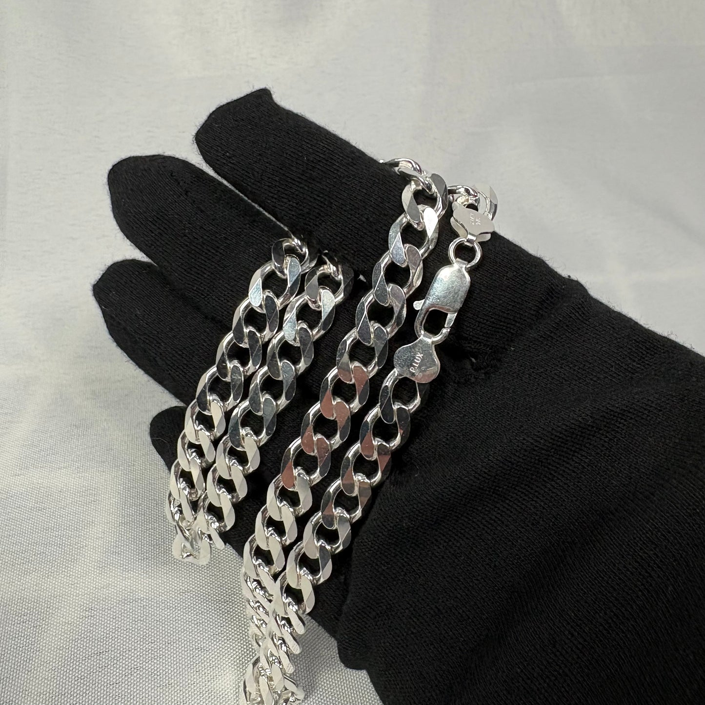 Solid .925 Sterling Silver Cuban Link Necklace In 8mm
