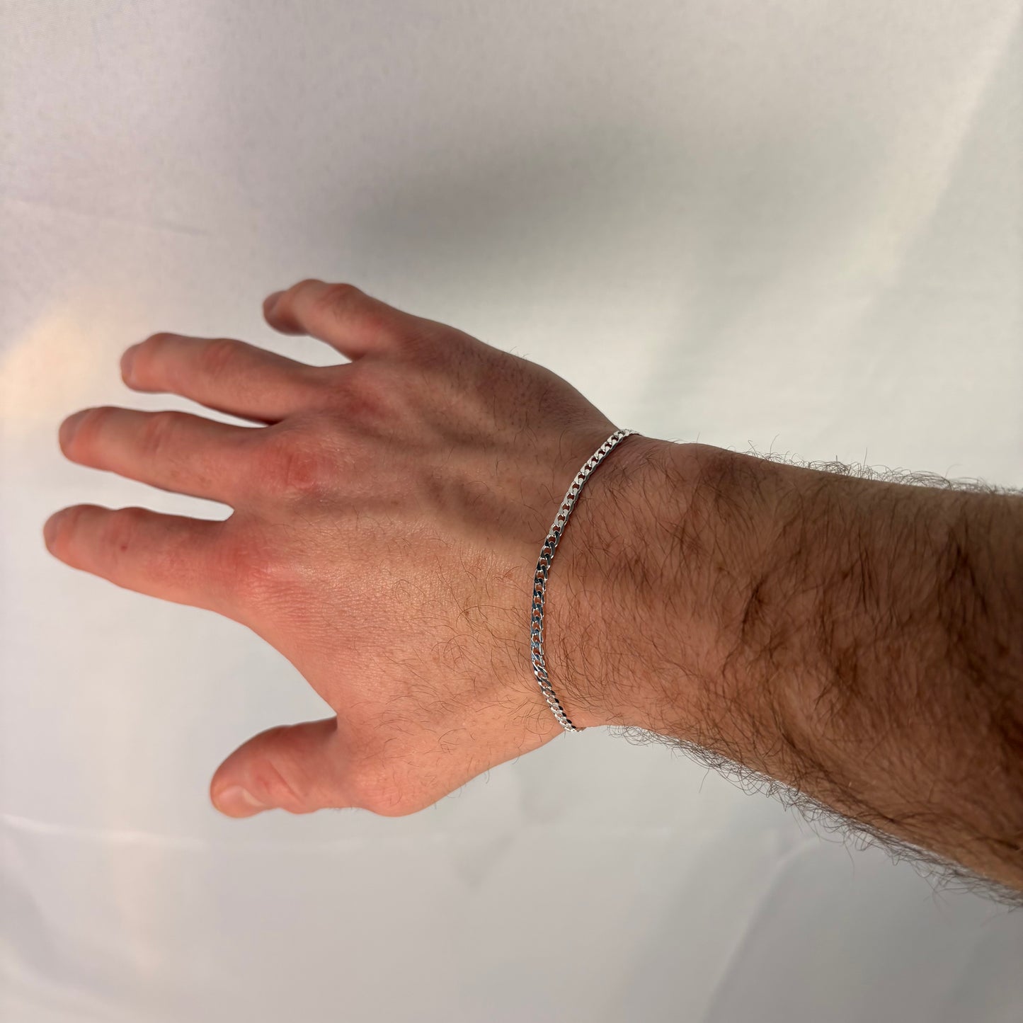 Solid .925 Sterling Silver Flat Cuban Link Bracelet 3mm